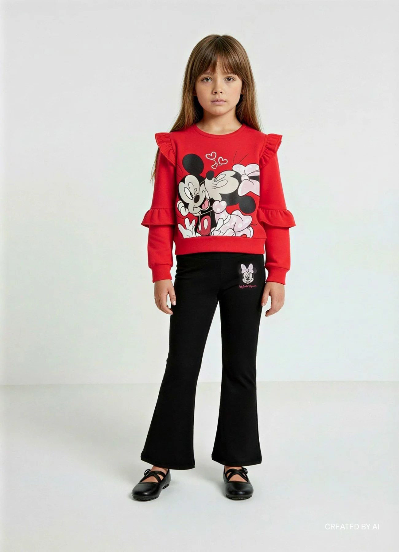 Pack 2 felpa con stampa Minnie e pantaloni flare