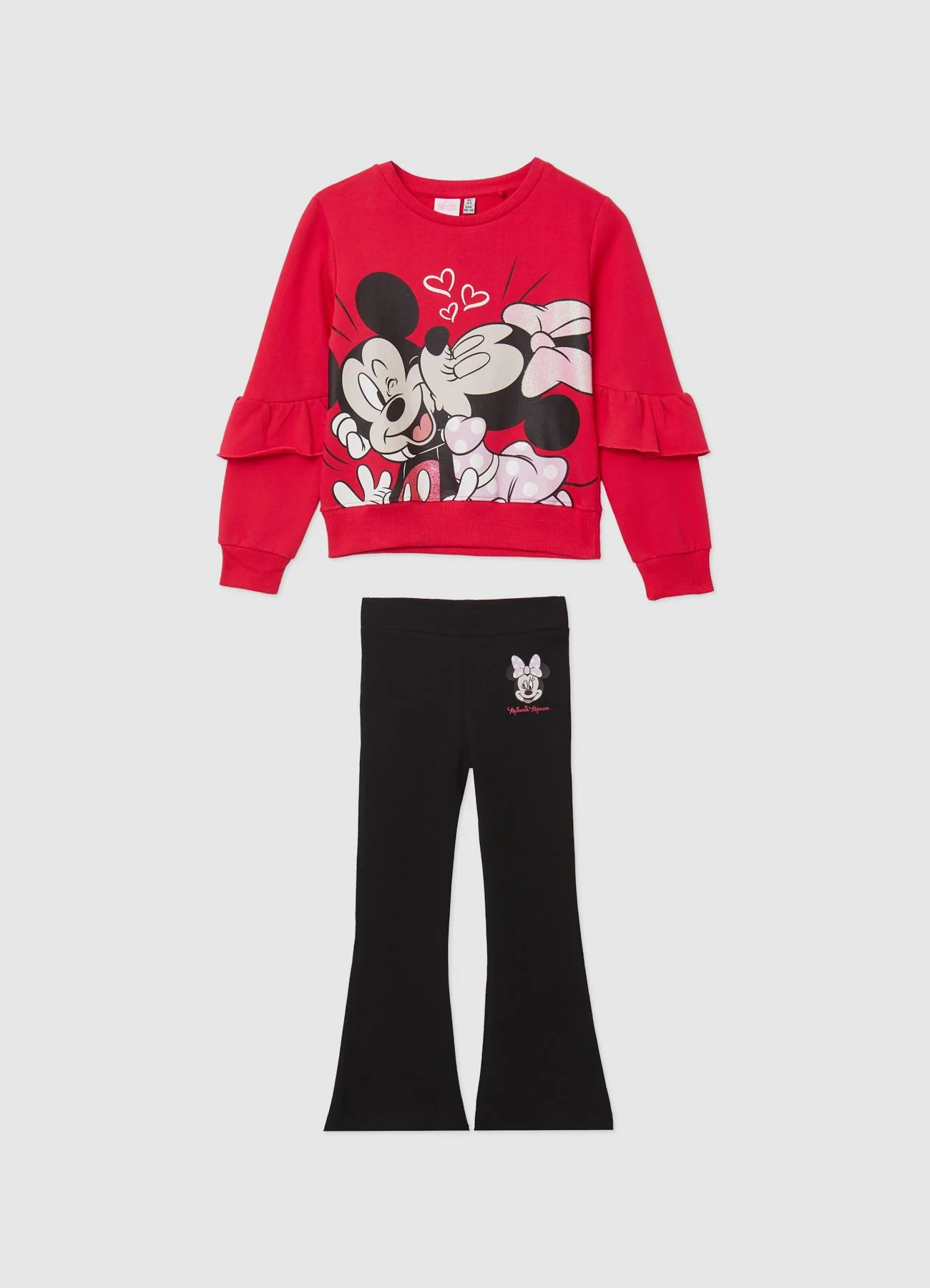 Pack 2 felpa con stampa Minnie e pantaloni flare - Image 2