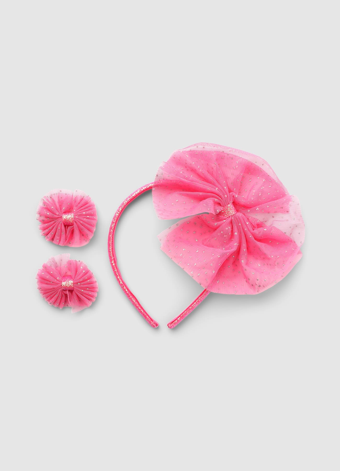 Pack 3 accessori capelli con fiocchi effetto luccicante