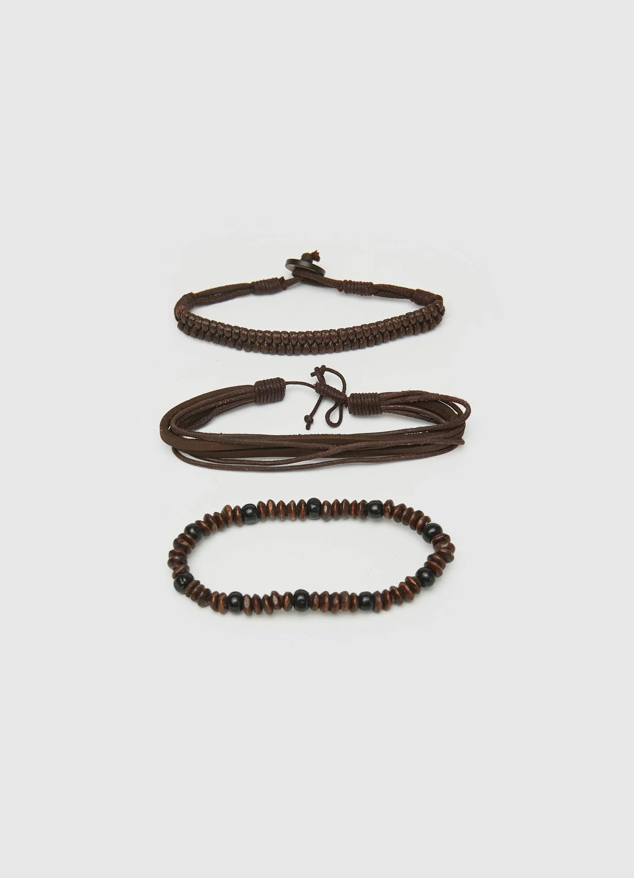 Pack 3 bracciali con perline e laccetti