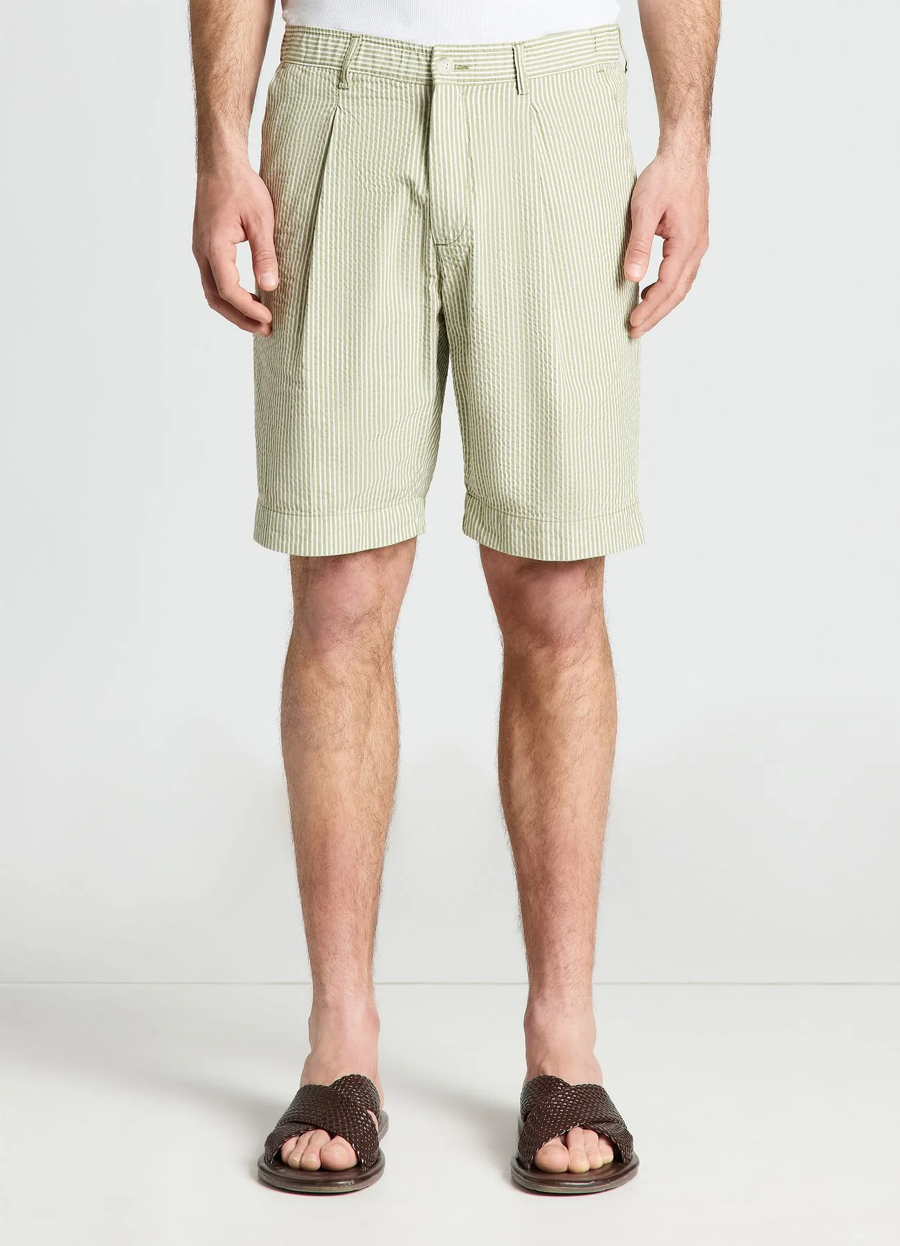Pantaloncini bermuda a righe con risvolto - Image 2