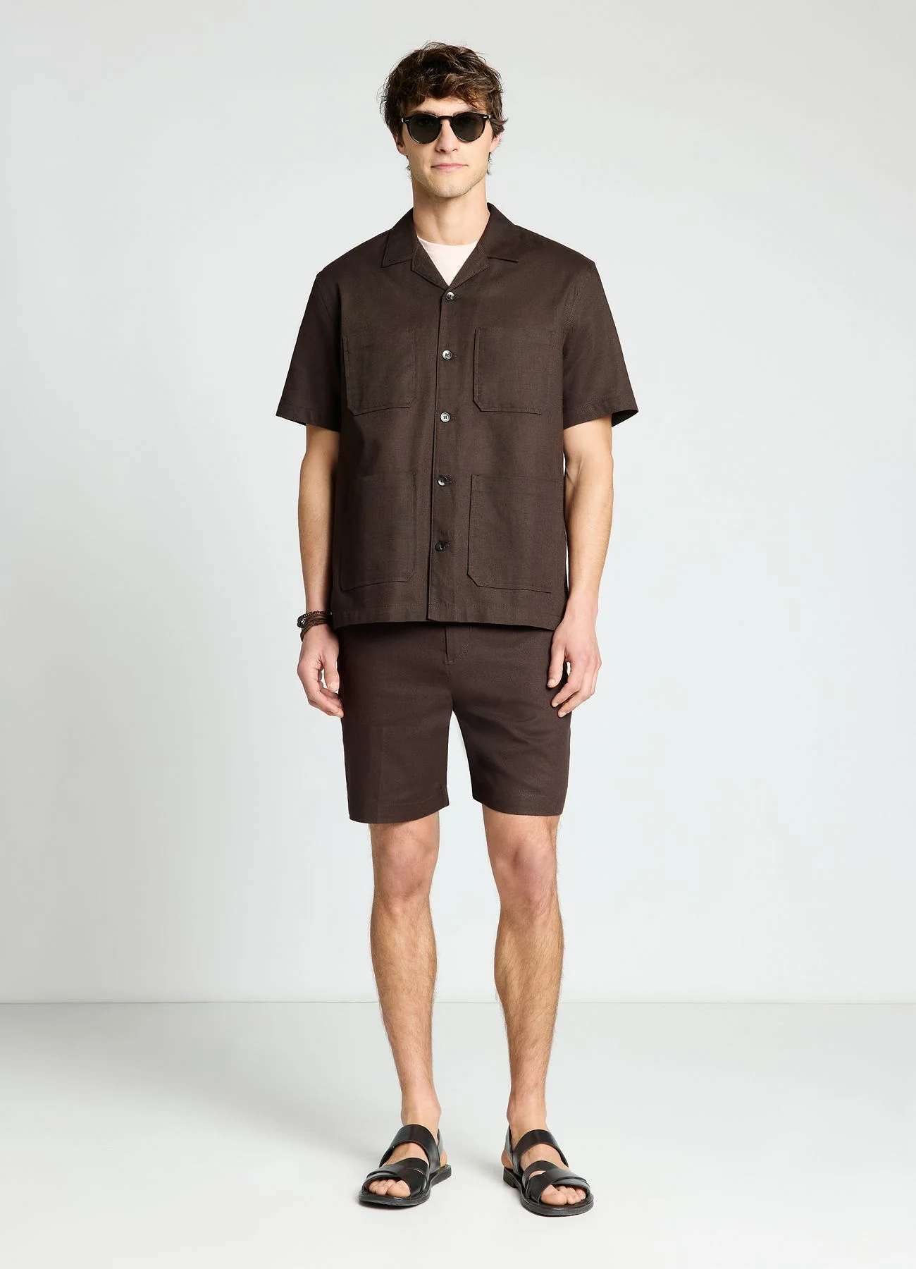 Pantaloncini bermuda tinta unita misto lino