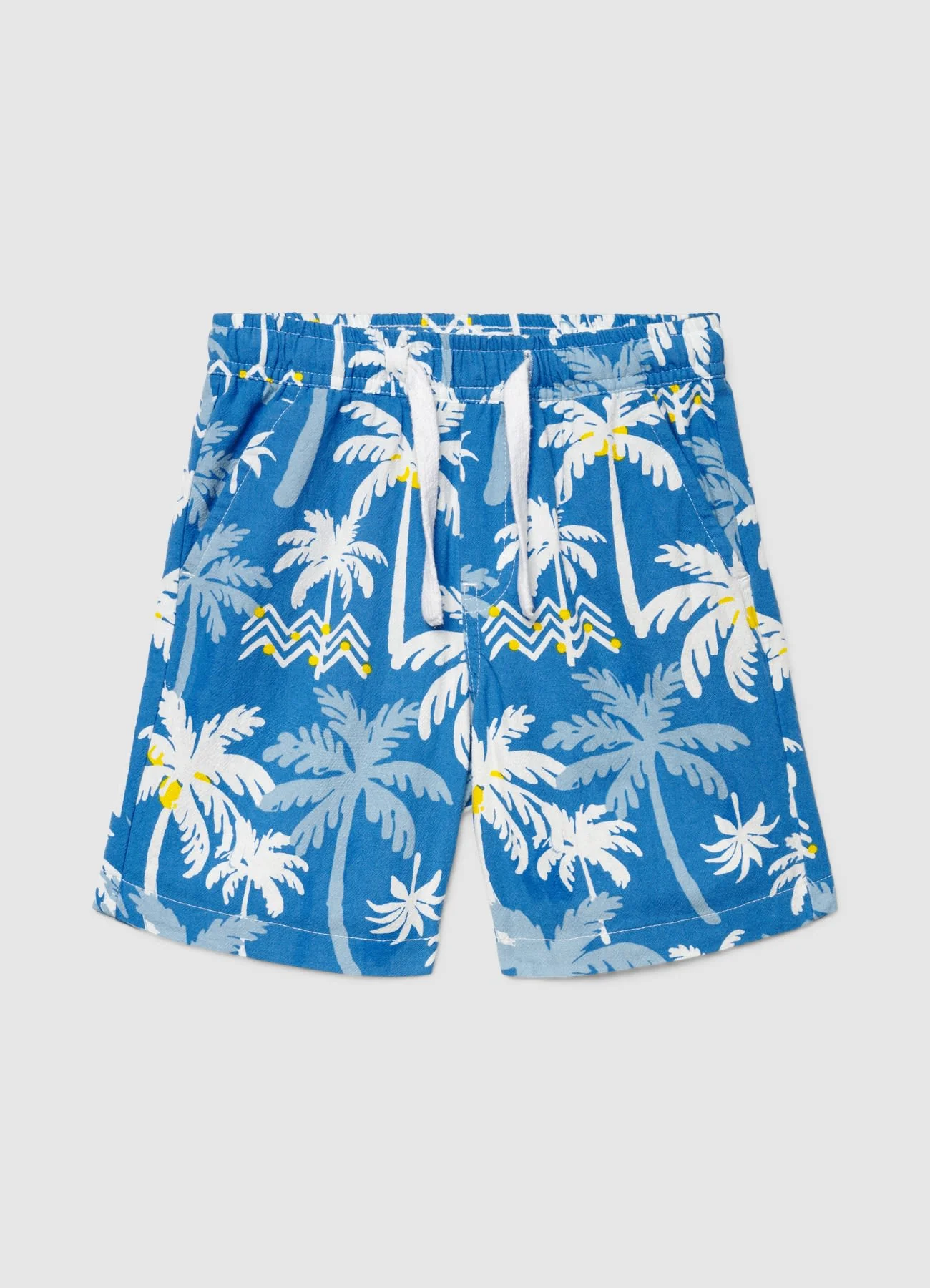 Pantaloncini con stampa palme e coulisse