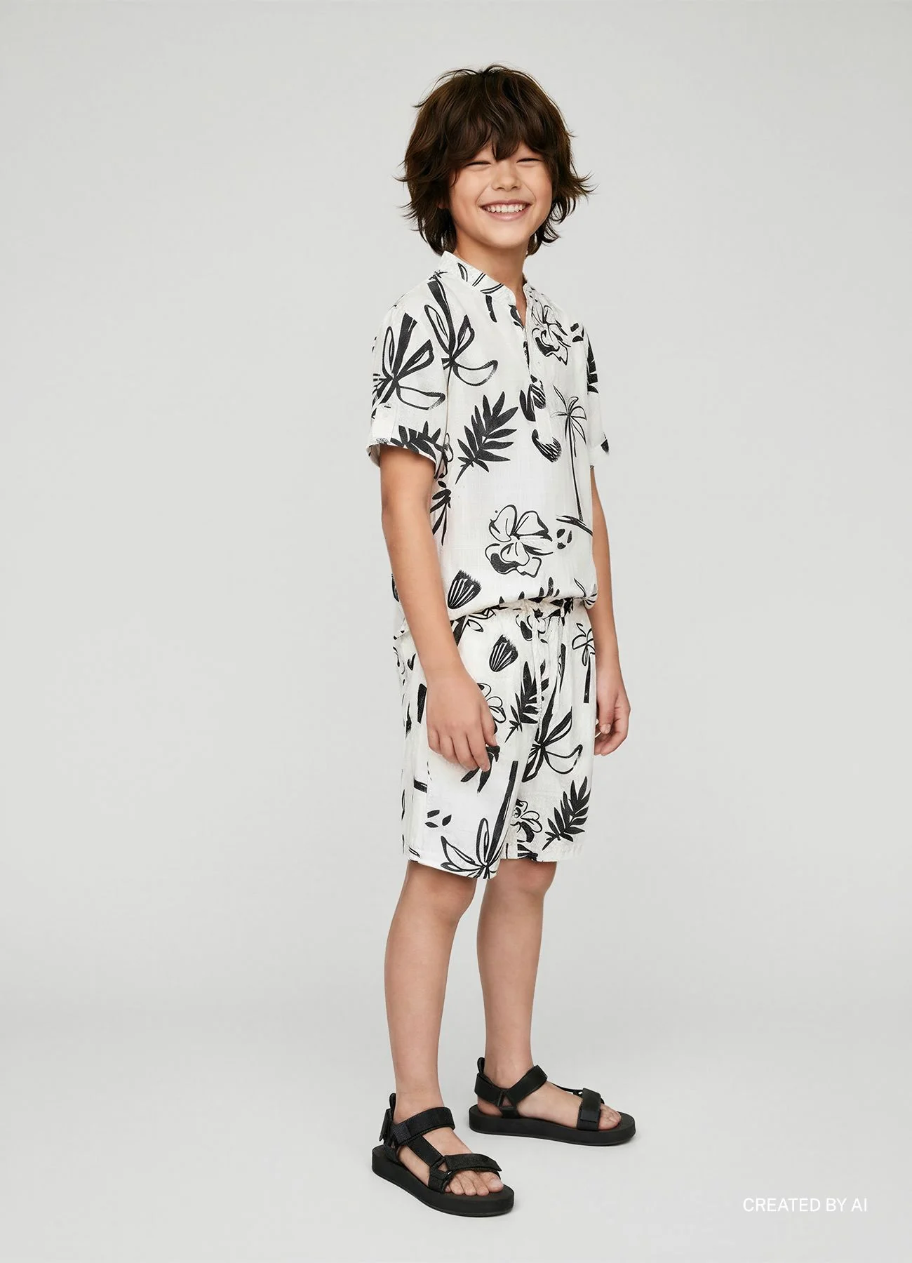 Pantaloncini con stampa tropicale e coulisse - Image 4