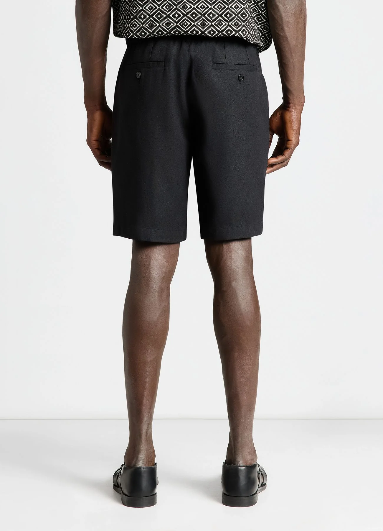 Pantaloncini jogger misto lino tinta unita - Image 3