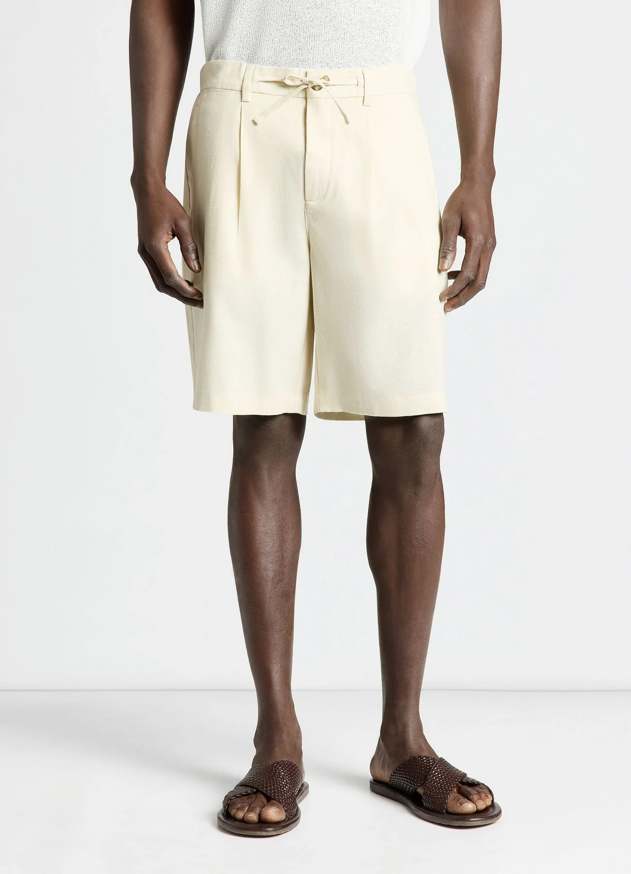 Pantaloncini jogger misto lino tinta unita - Image 3