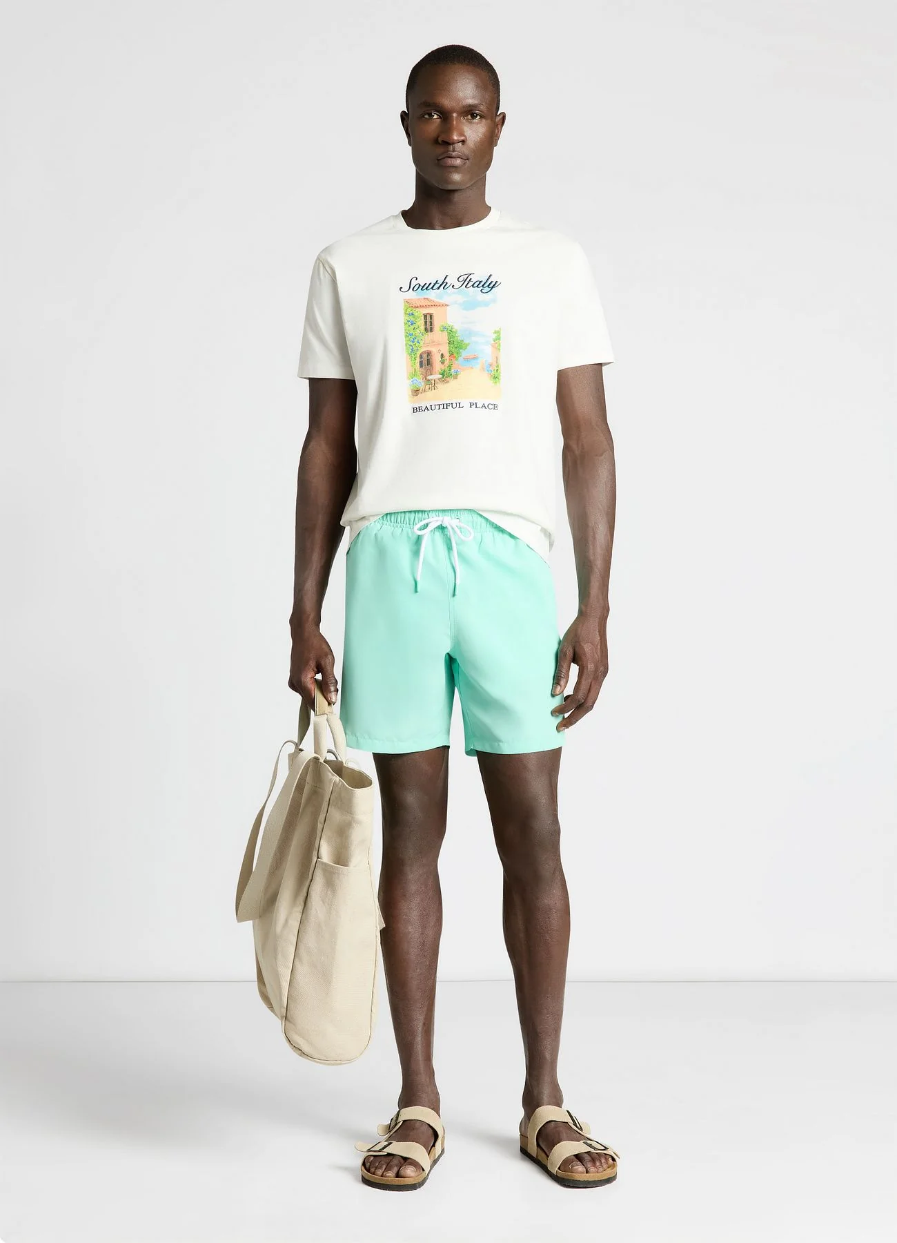 Pantaloncini mare a tinta unita con coulisse