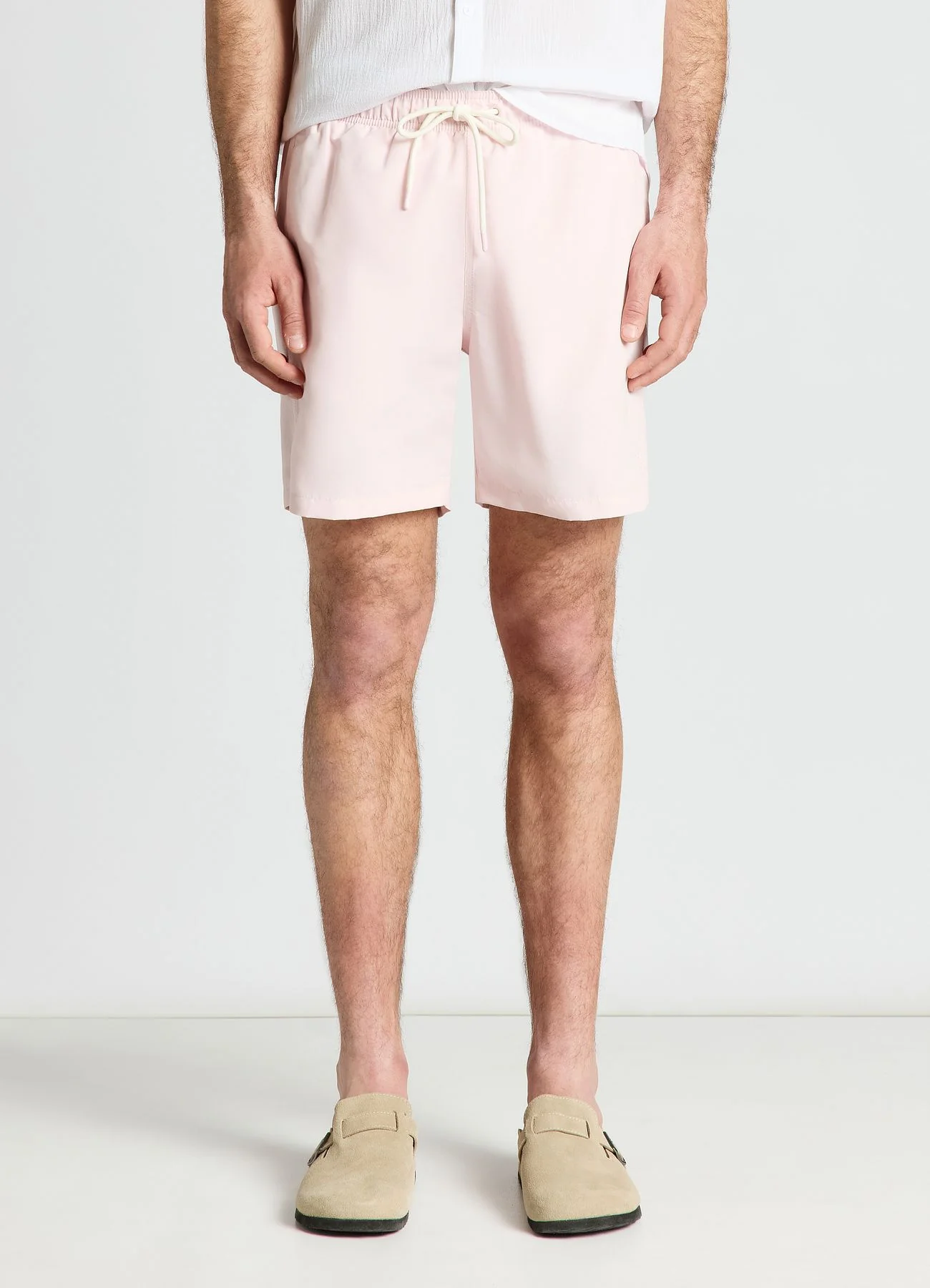 Pantaloncini mare a tinta unita con coulisse - Image 3