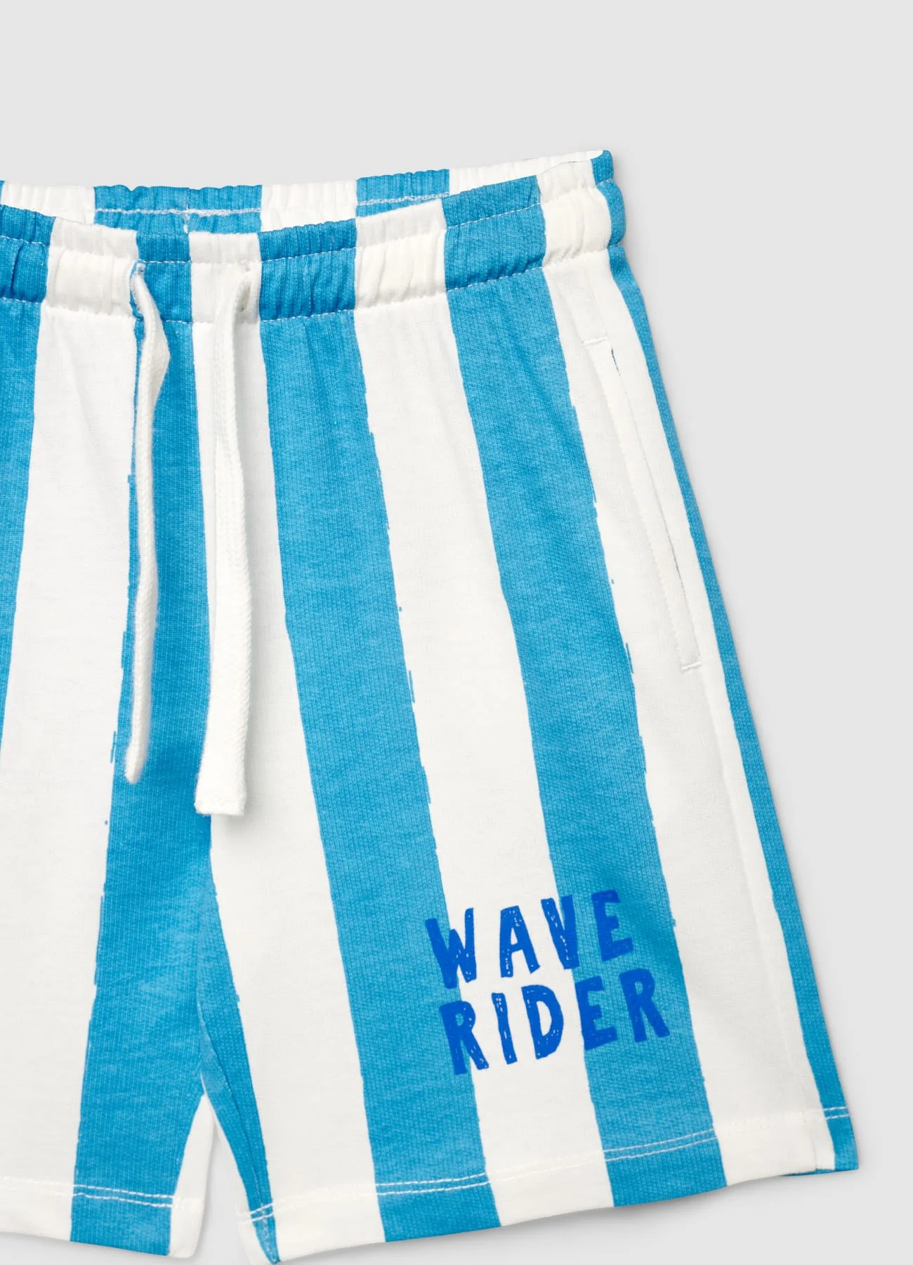 Pantaloncini over a righe con coulisse e scritta - Image 2