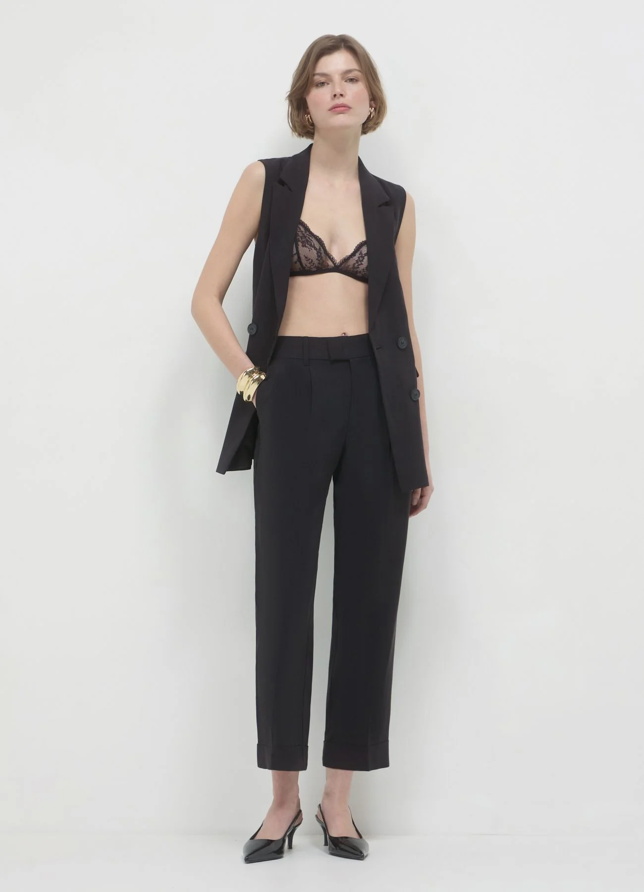 Pantalone classico con risvolto