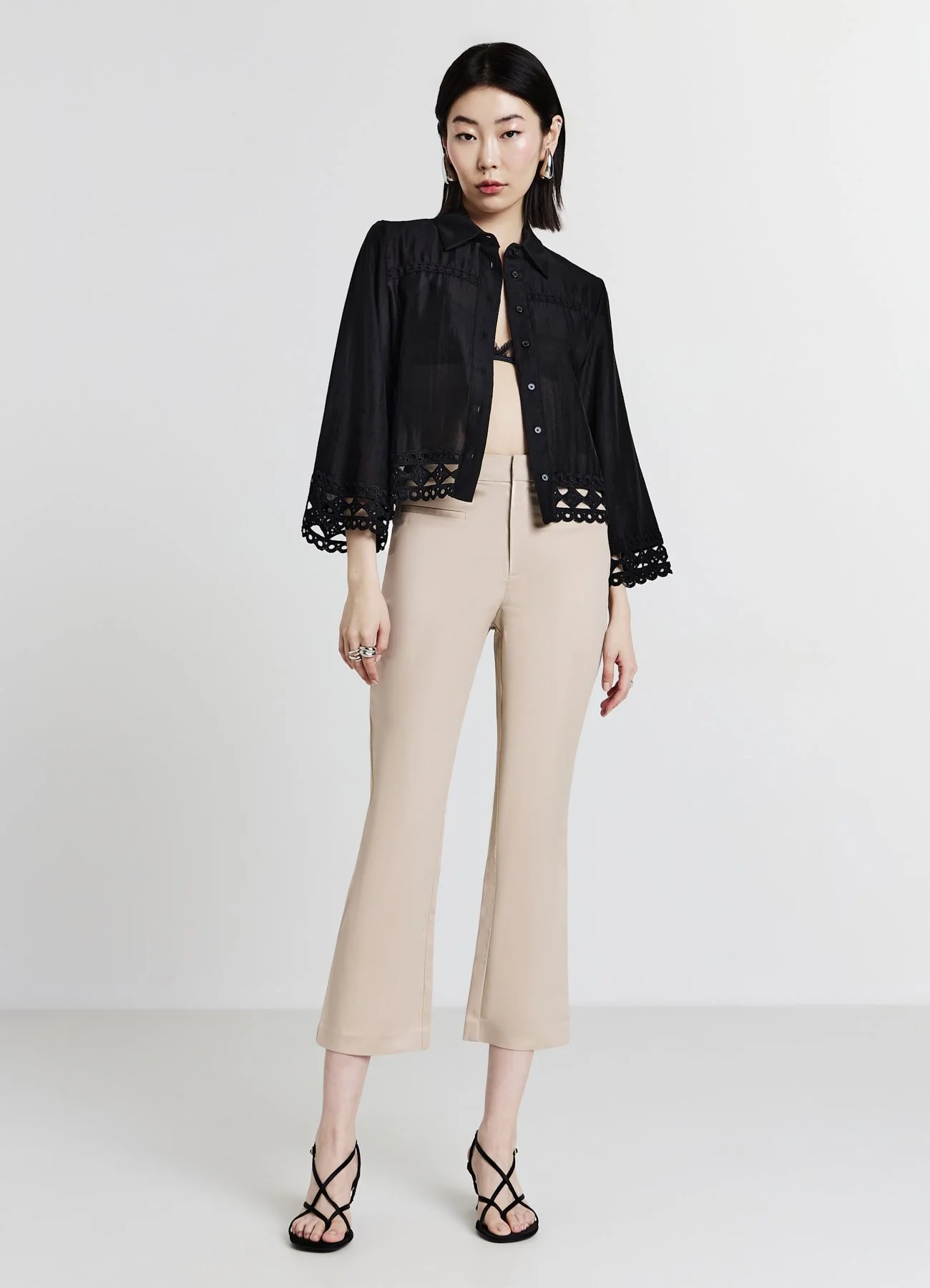 Pantalone cropped flare in rasatello - Image 2