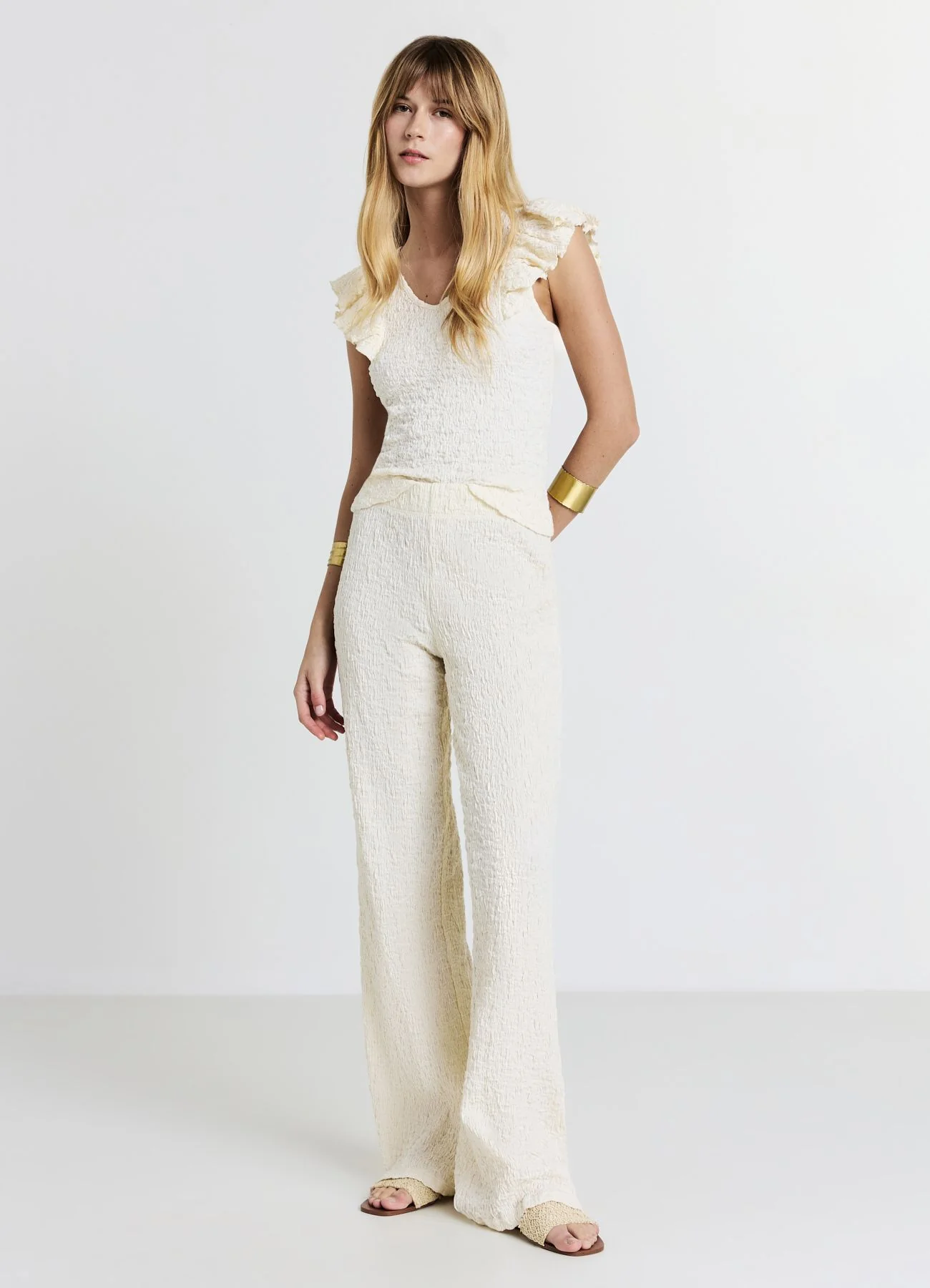 Pantalone palazzo tessuto bubble - Image 3