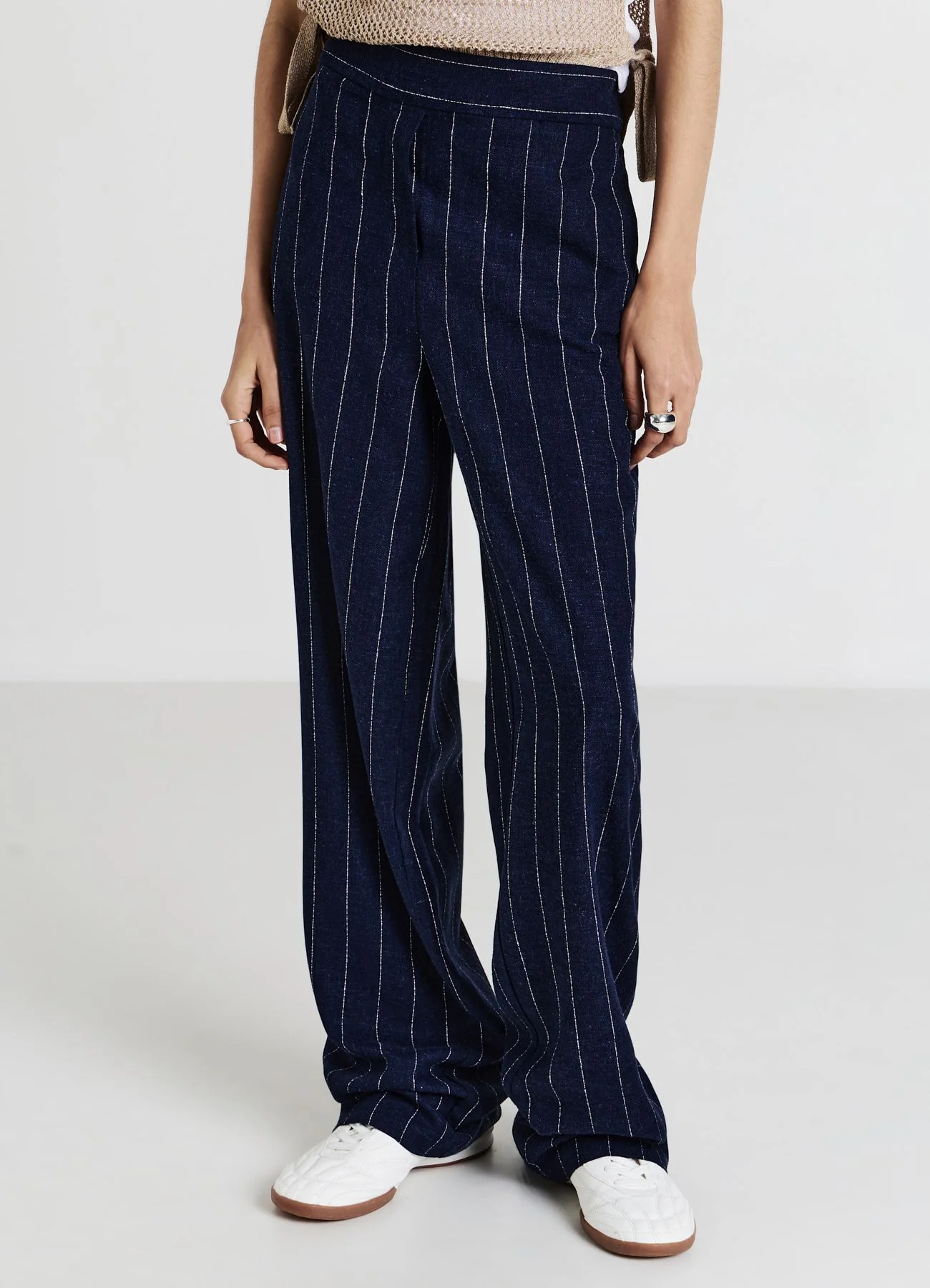 Pantalone straight gessato