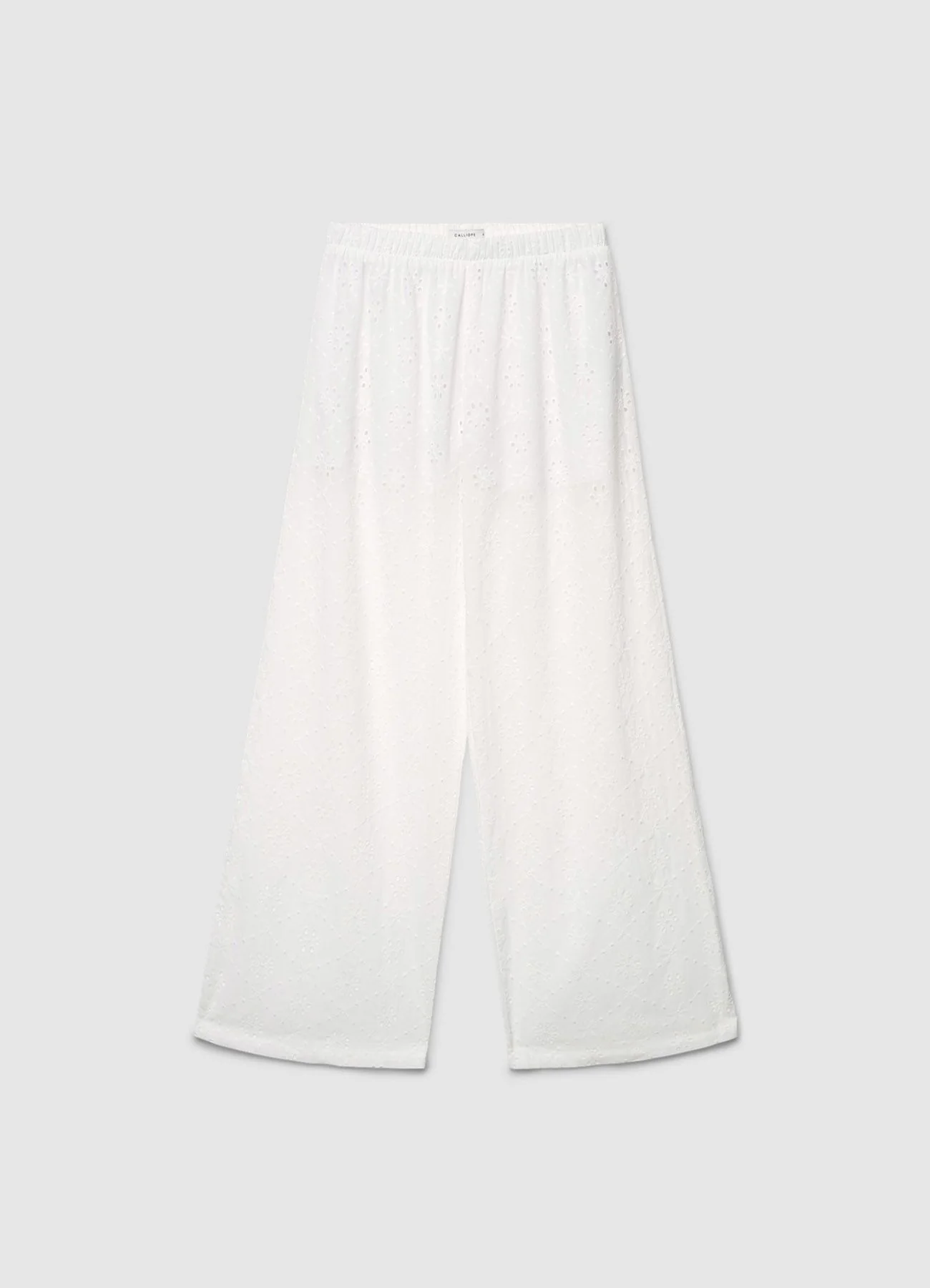 Pantaloni a gamba ampia in sangallo con vita elasticizzata - Image 5