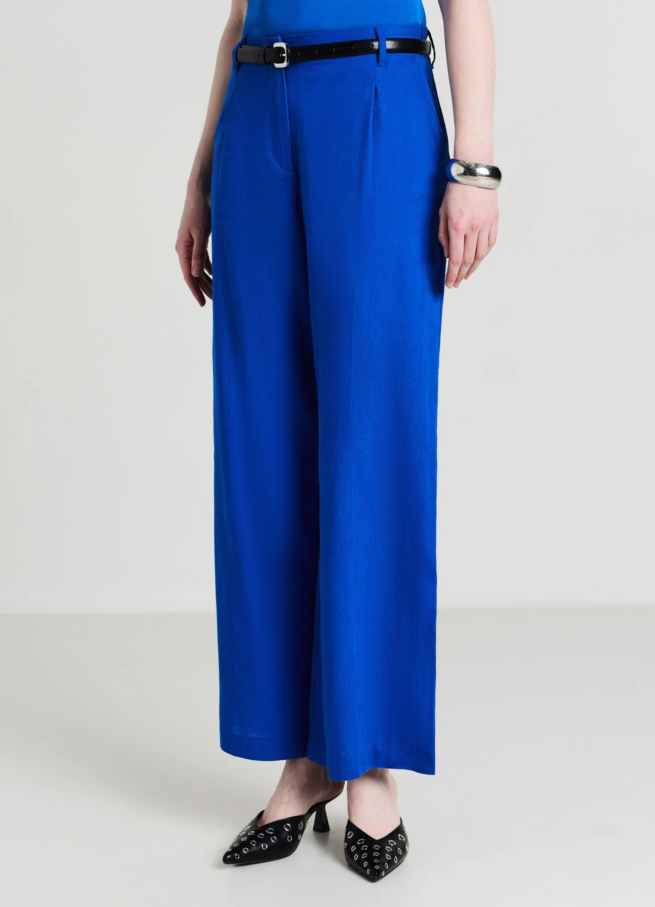 Pantaloni a palazzo misto lino - Image 2