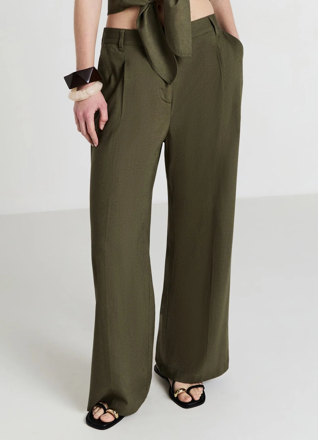 Pantaloni a palazzo misto lino - Image 2