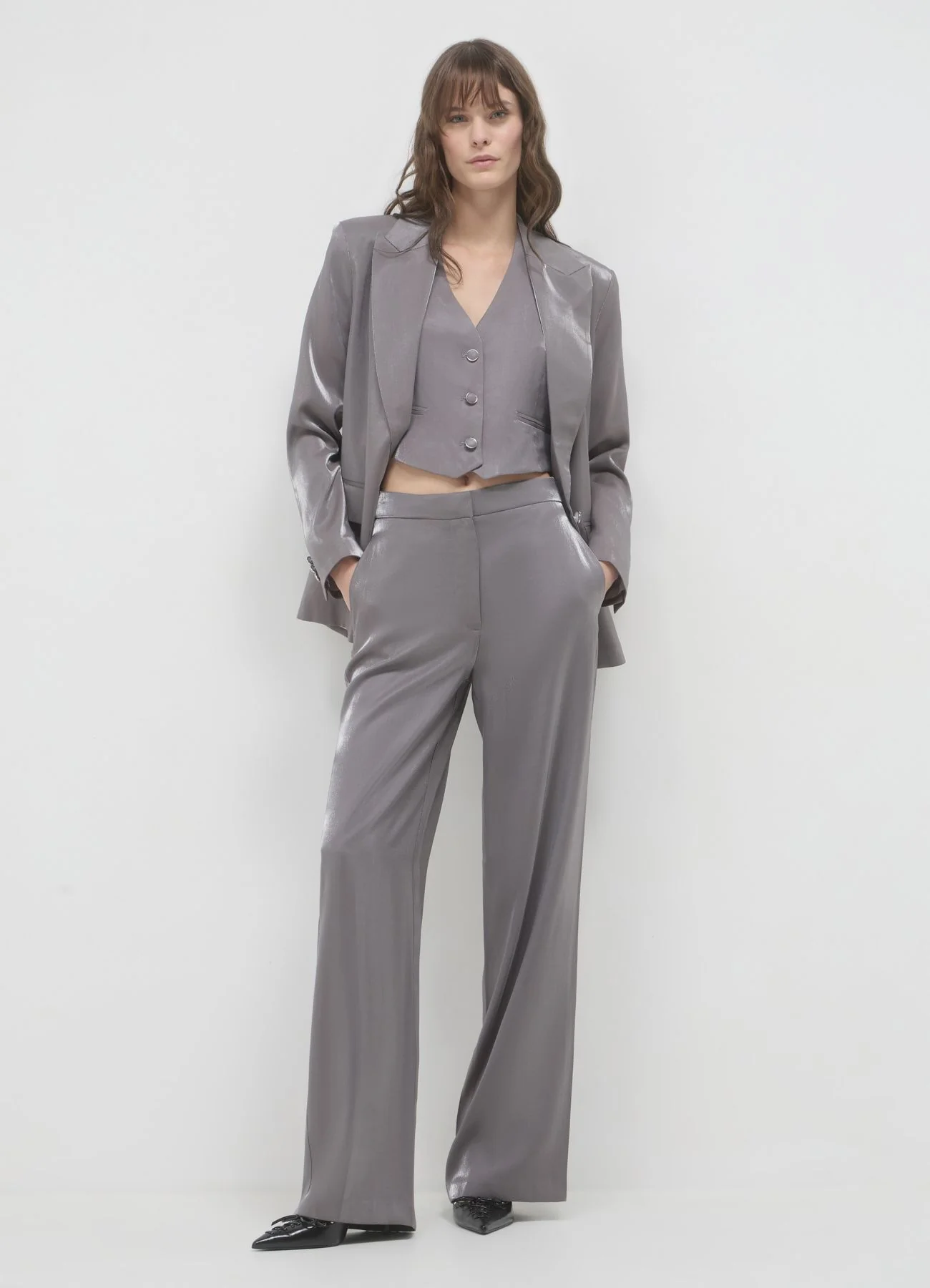 Pantaloni a palazzo tessuto cangiante - Image 3
