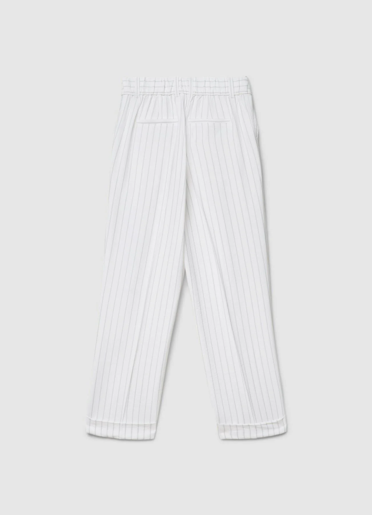 Pantaloni a righe con elastico in vita e risvolto - Image 5