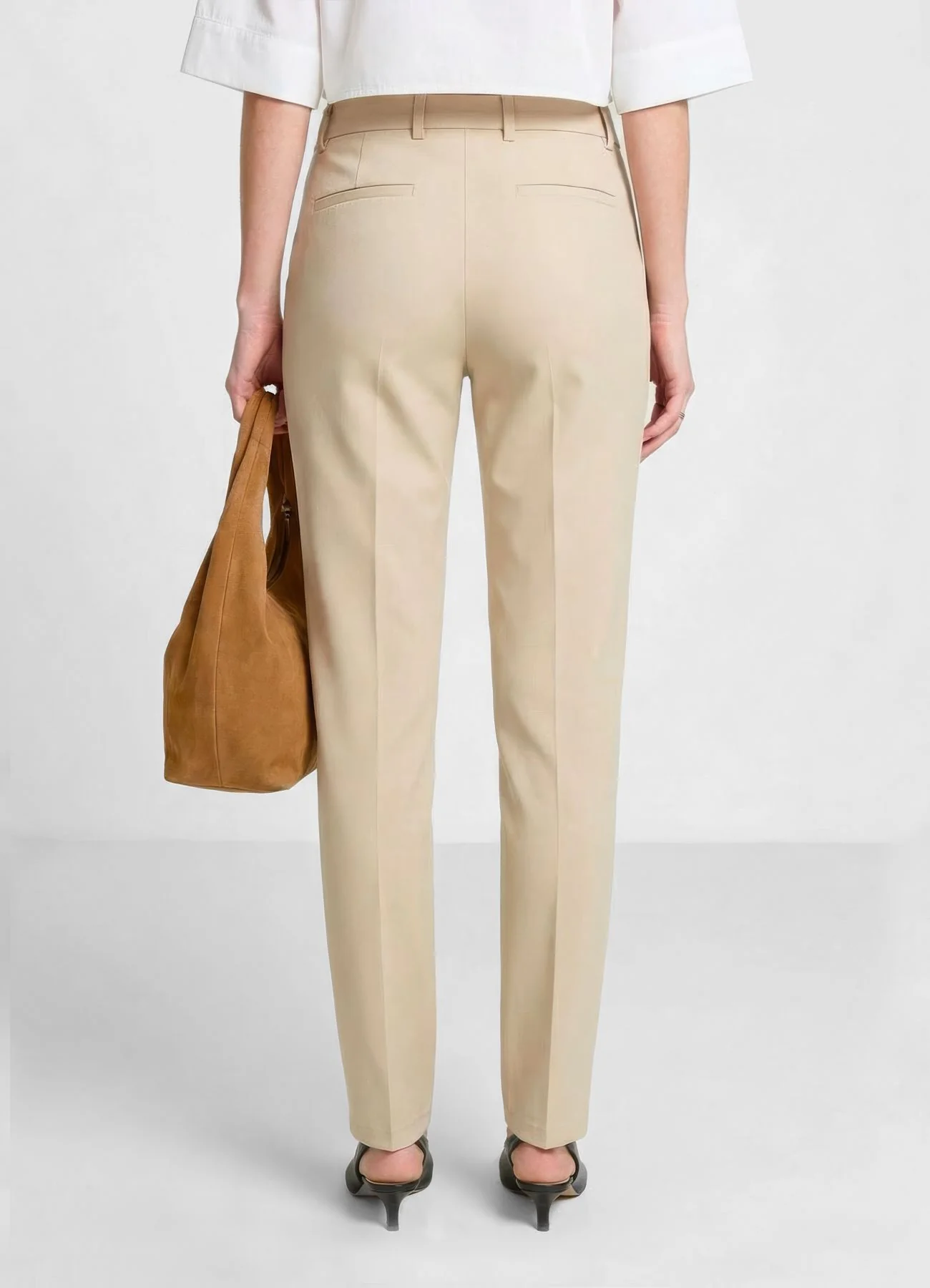Pantaloni a sigaretta in rasatello di cotone