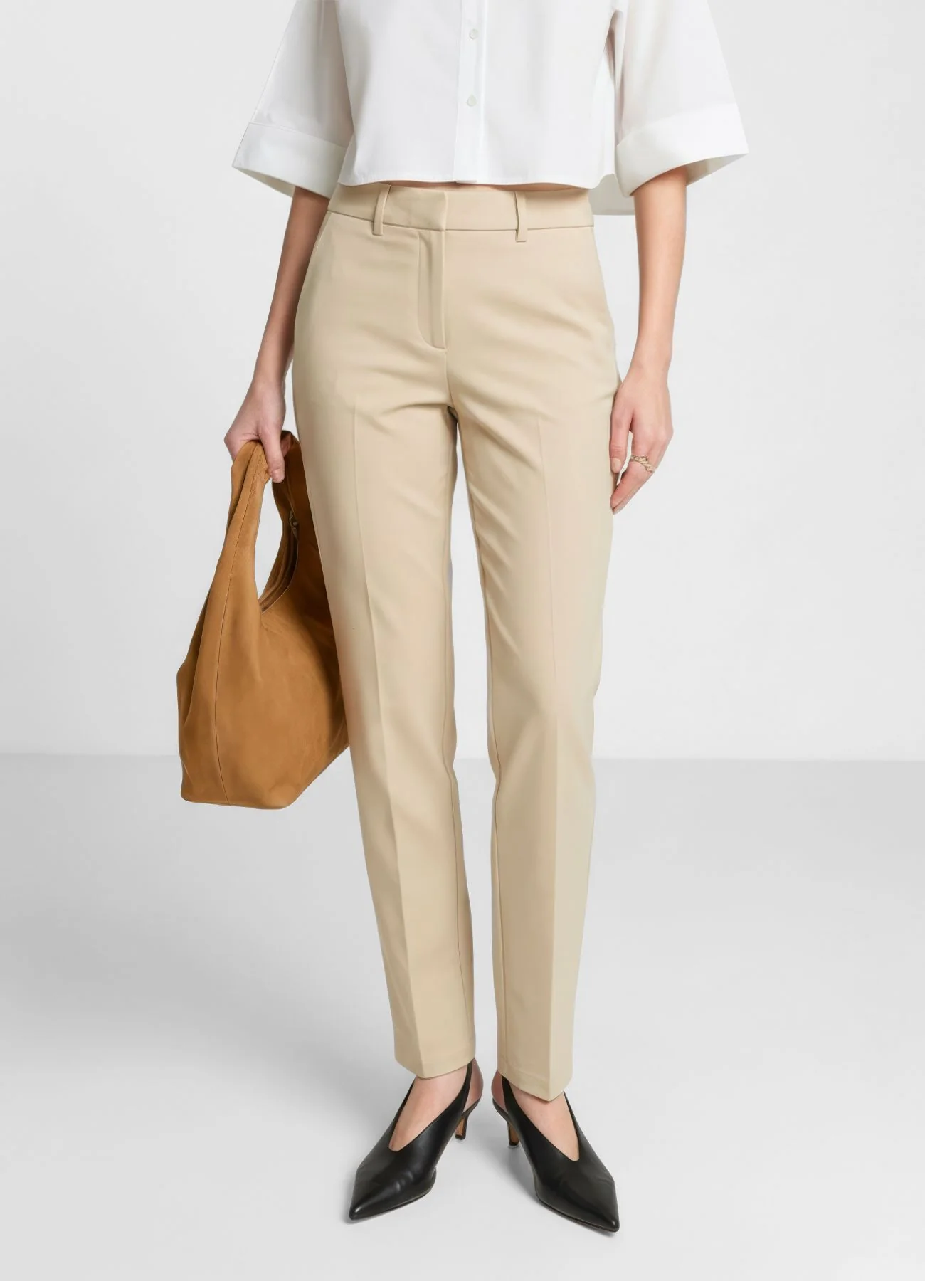 Pantaloni a sigaretta in rasatello di cotone - Image 7