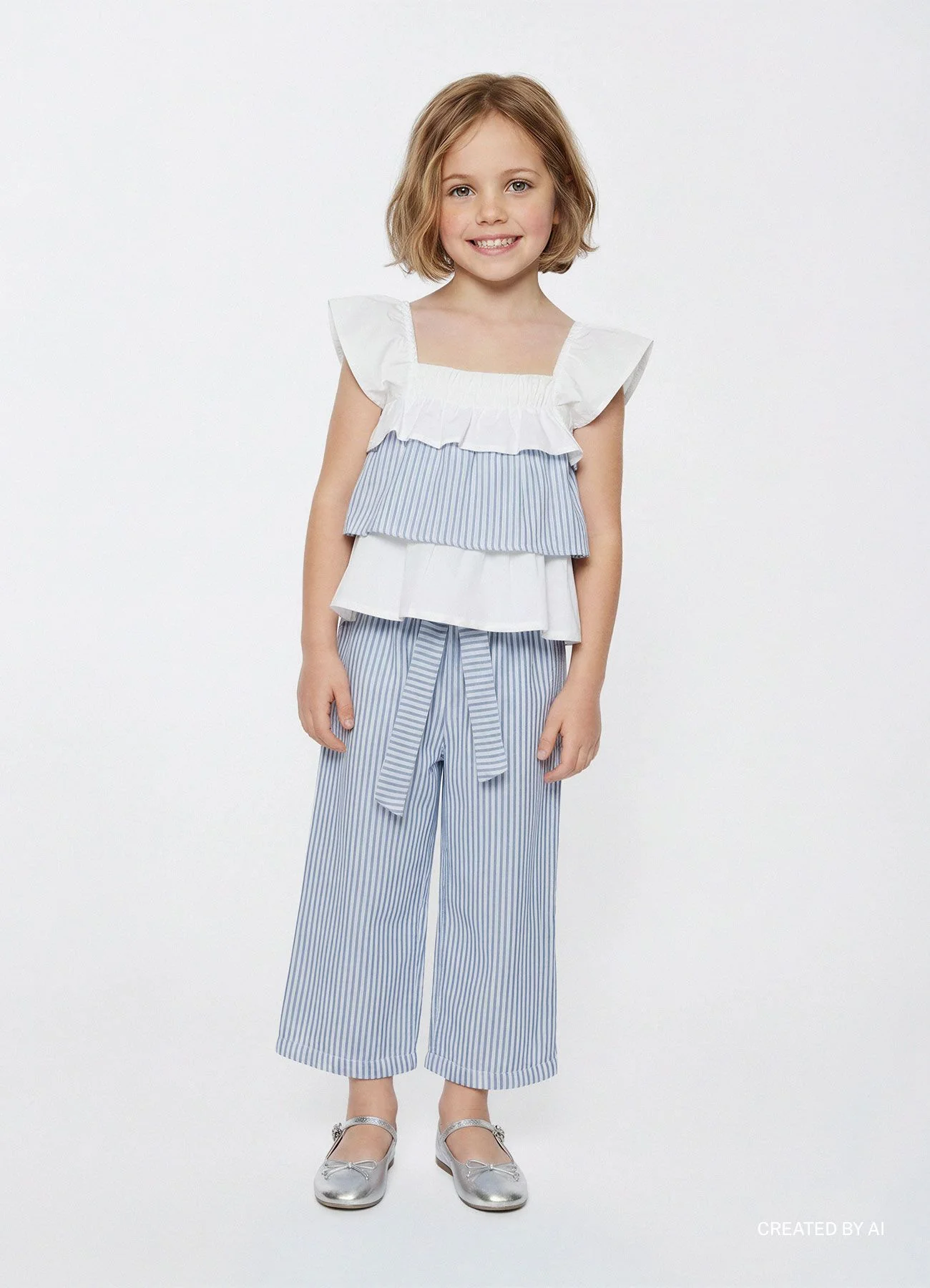 Pantaloni ampi a righe con cintura - Image 4