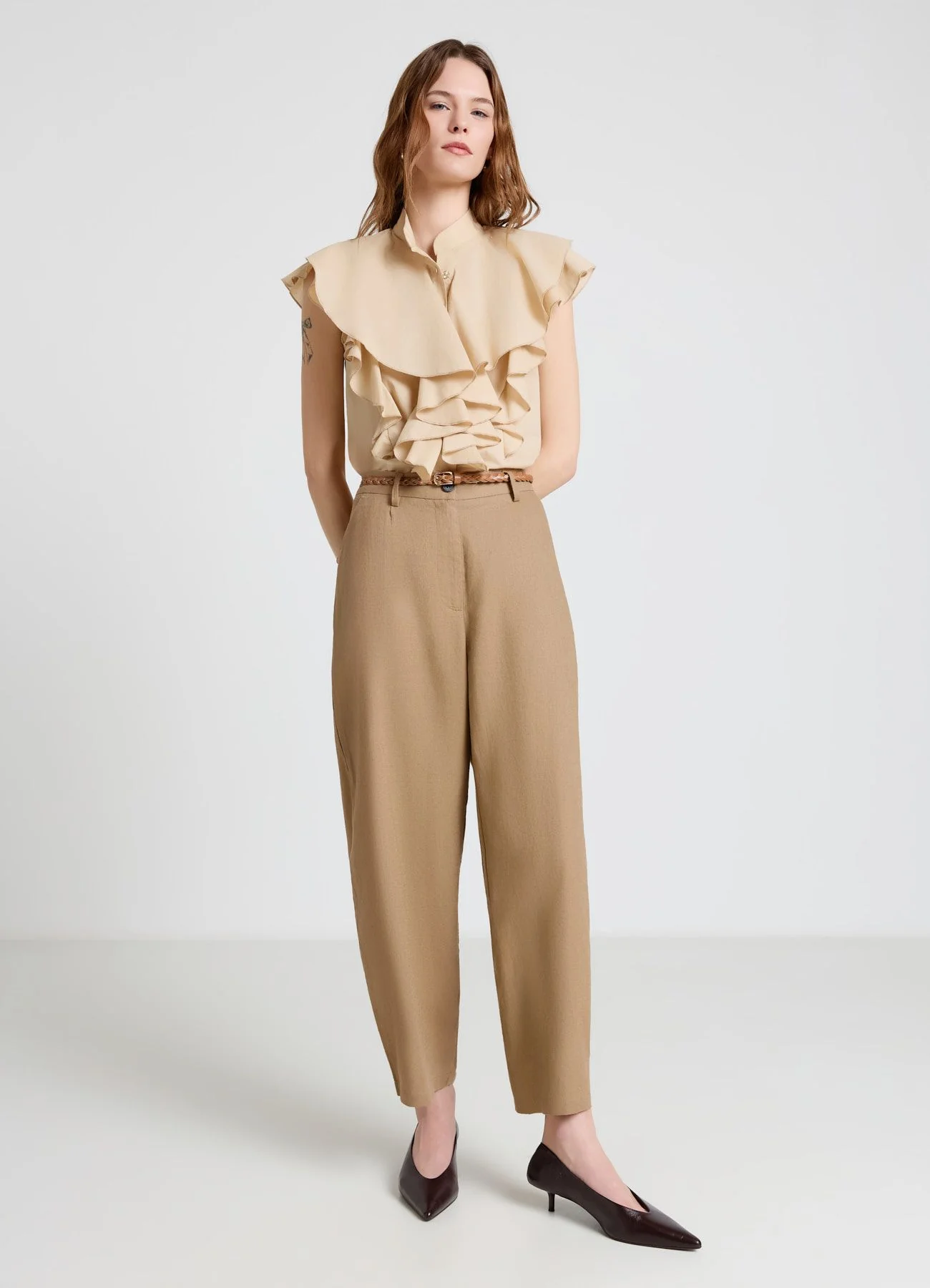 Pantaloni balloon con cintura intrecciata