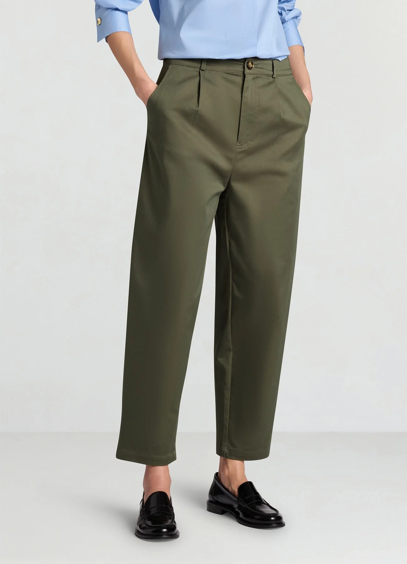 Pantaloni carrot in cotone rasatello - Image 2