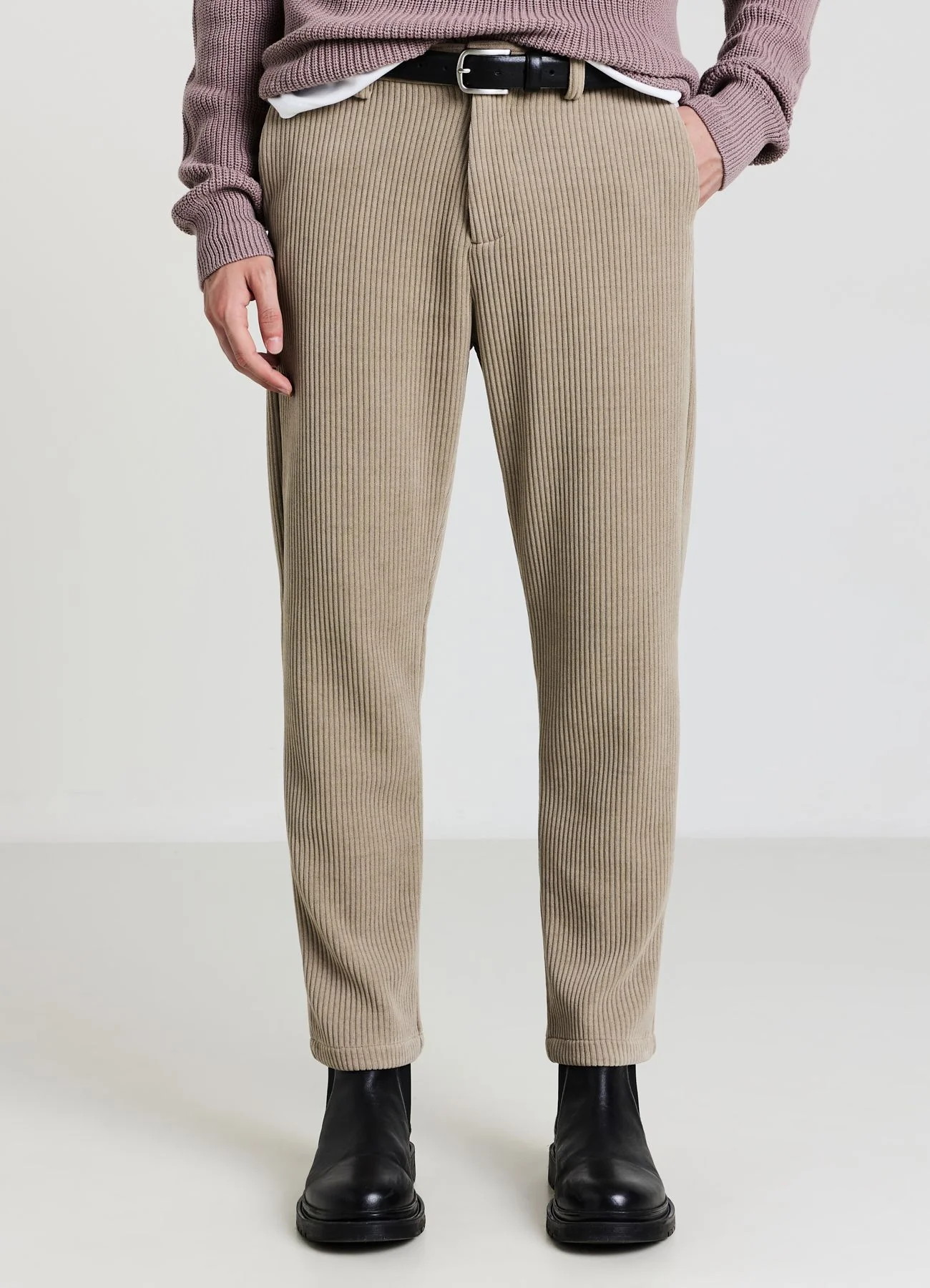 Pantaloni chino effetto velluto a coste