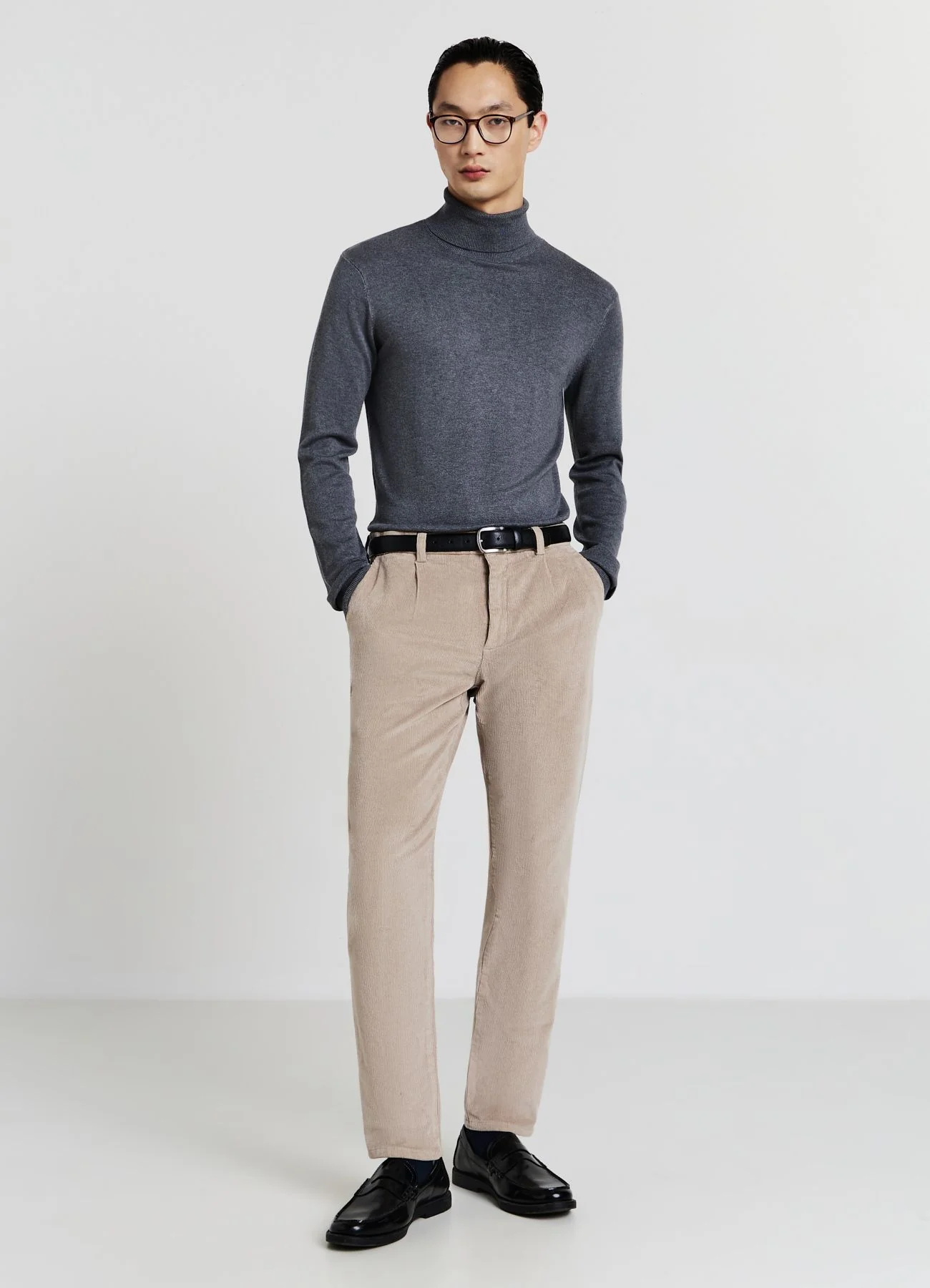Pantaloni chino effetto velluto a coste