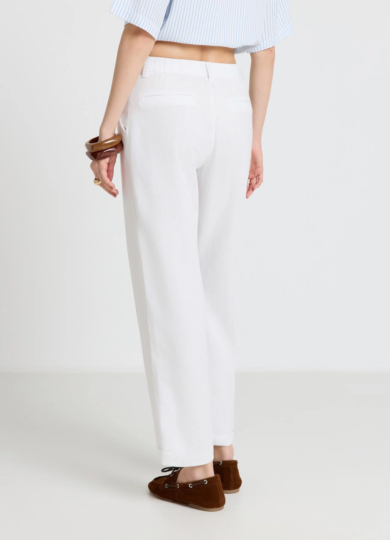 Pantaloni con pince in misto lino - Image 3