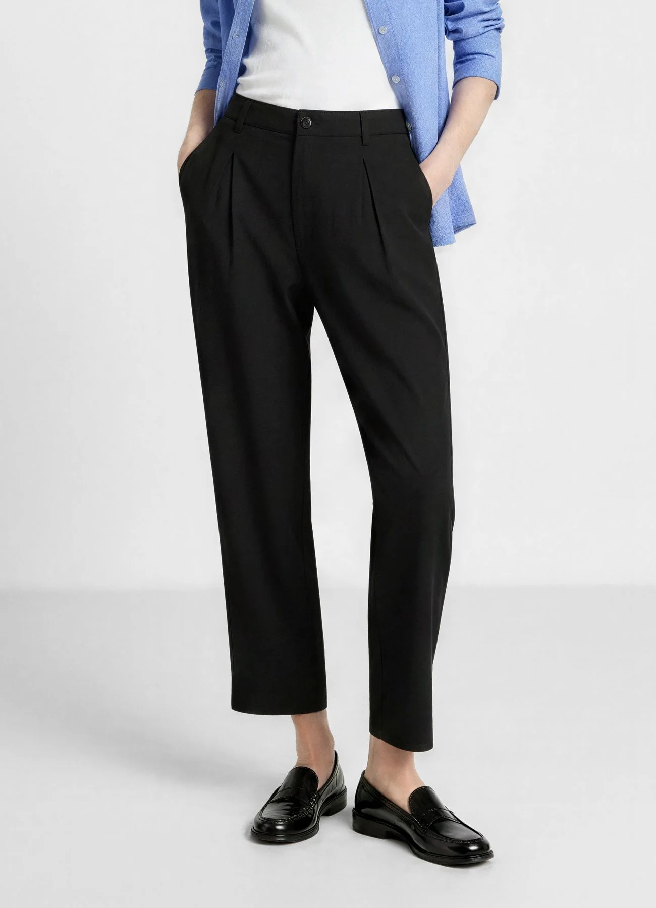 Pantaloni con pince in misto lino - Image 3