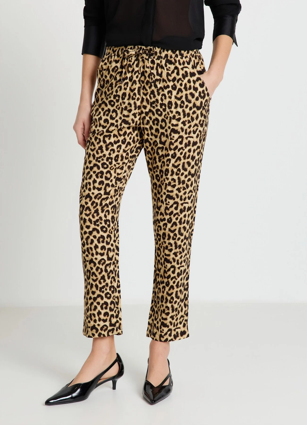 Pantaloni con stampa animalier e coulisse - Image 2