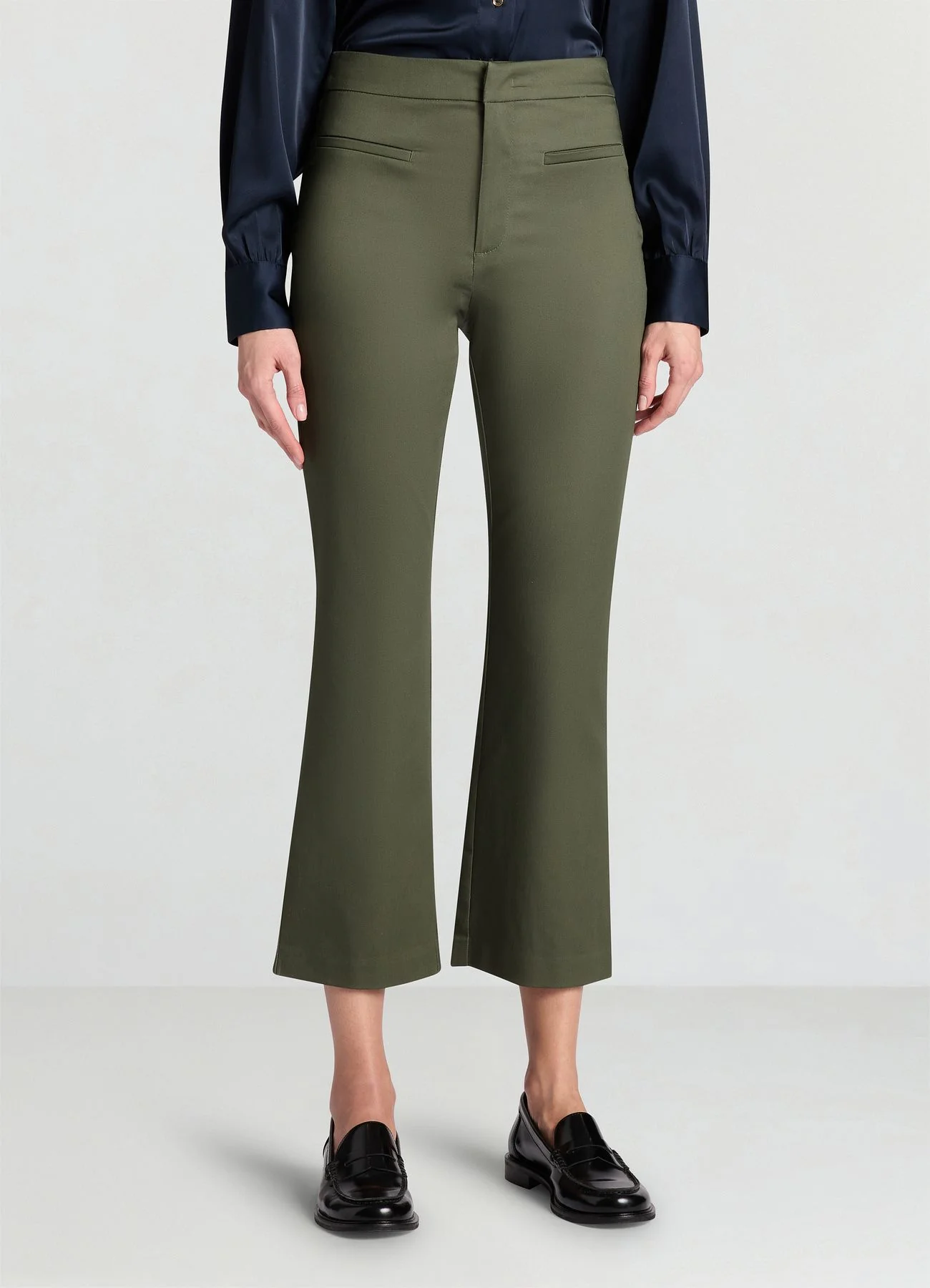 Pantaloni cropped flare tinta unita - Image 2