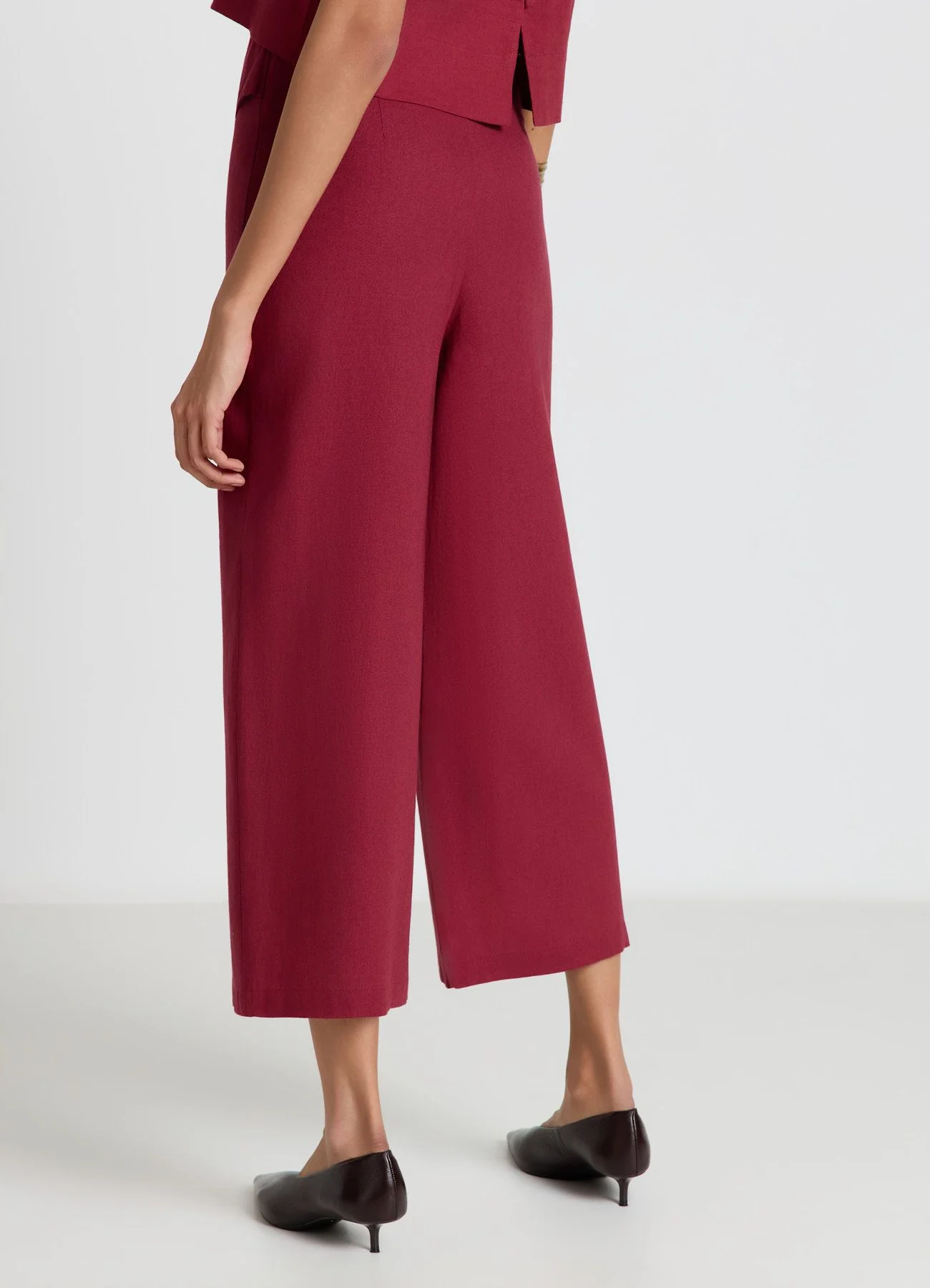 Pantaloni culotte con fibbia in lino - Image 2