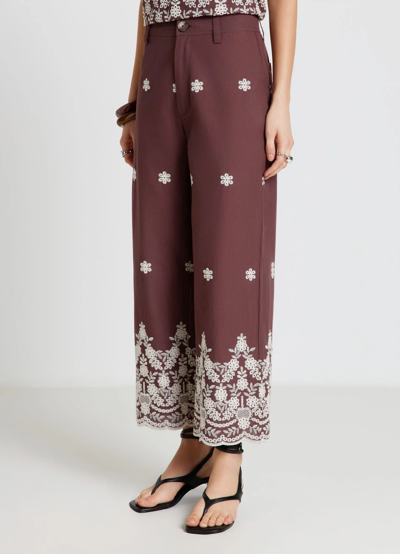 Pantaloni culotte con ricamo floreale - Image 2