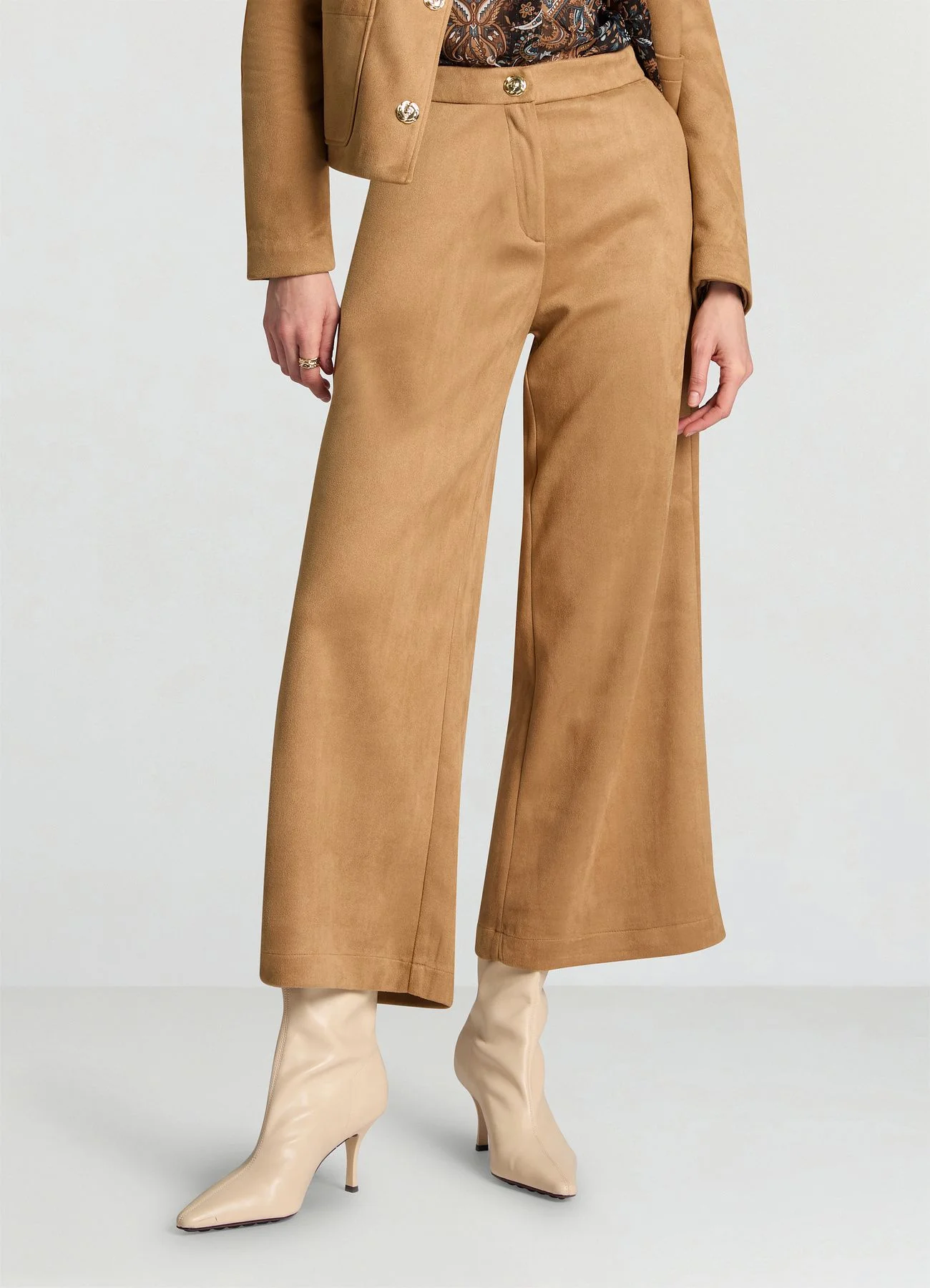 Pantaloni culotte effetto scamosciato