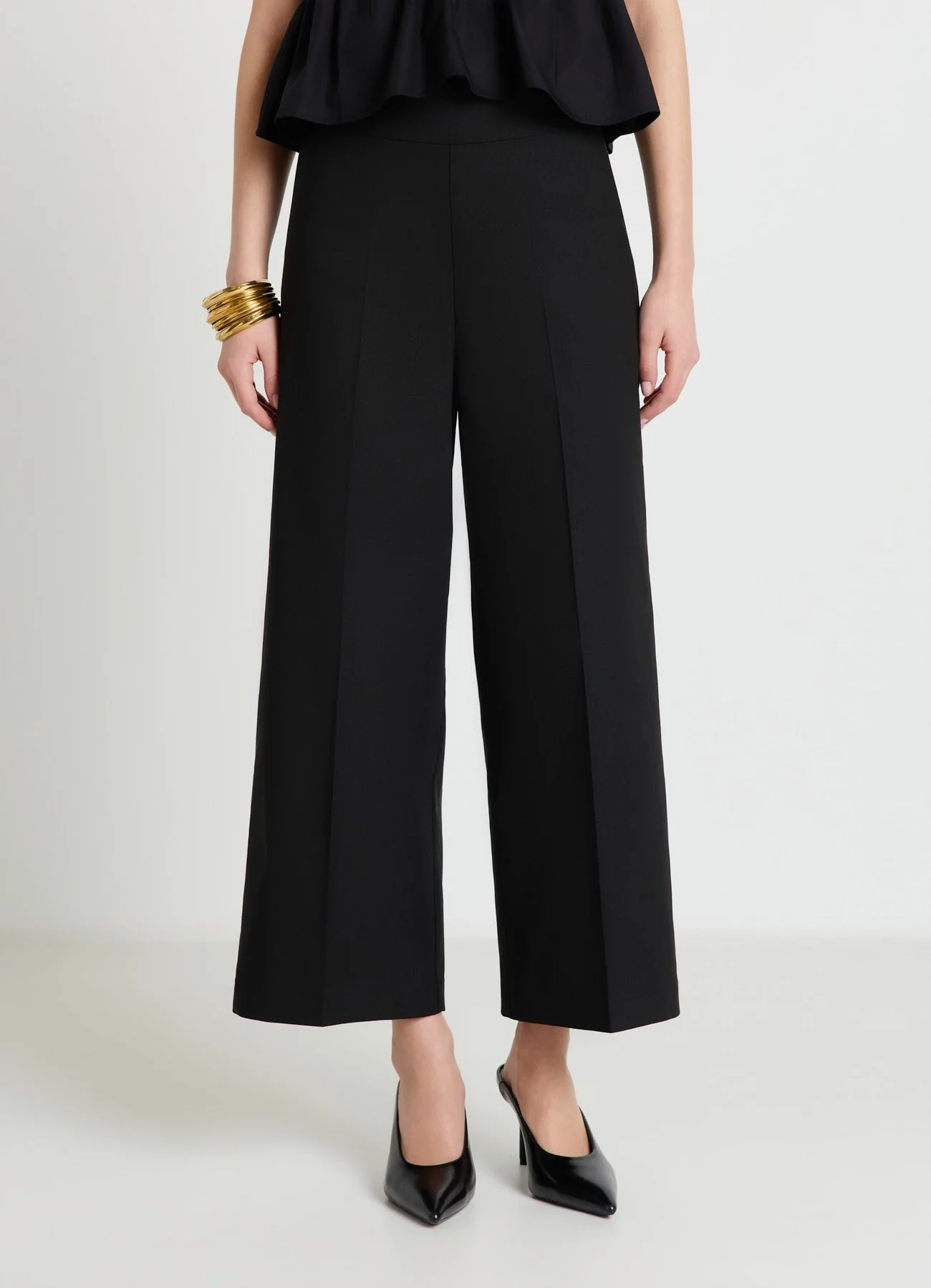 Pantaloni culotte in cotone rasatello