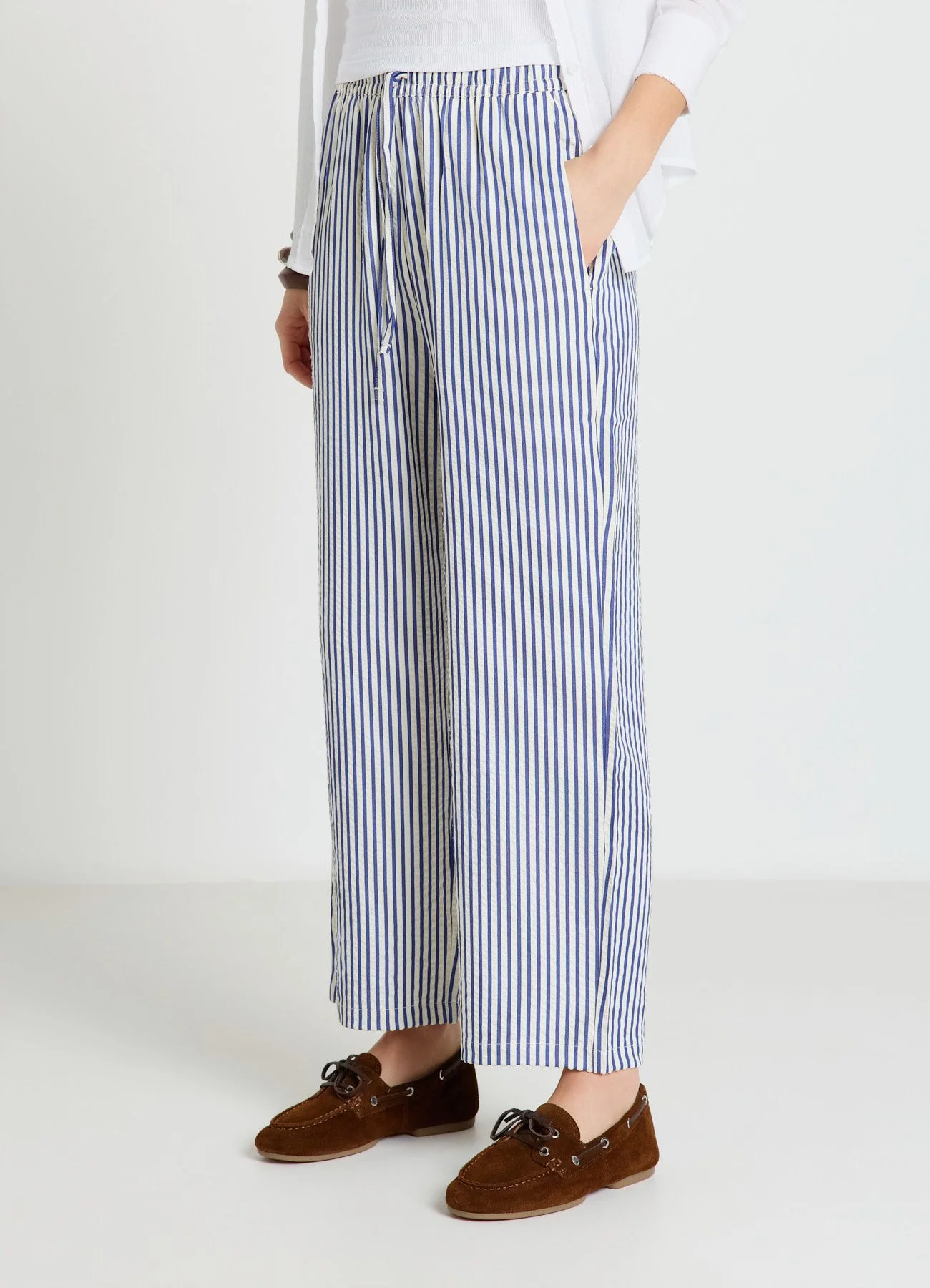 Pantaloni jogger a righe crinkle