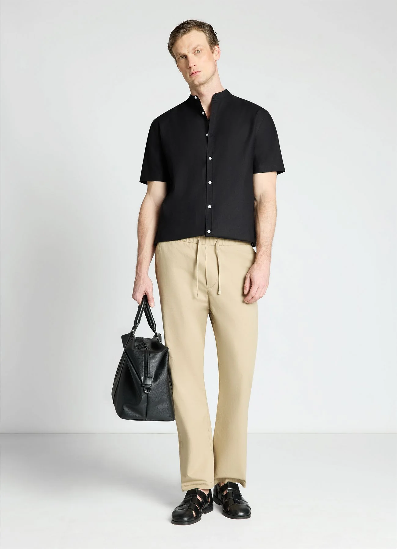 Pantaloni jogger wide leg a tinta unita con coulisse - Image 2