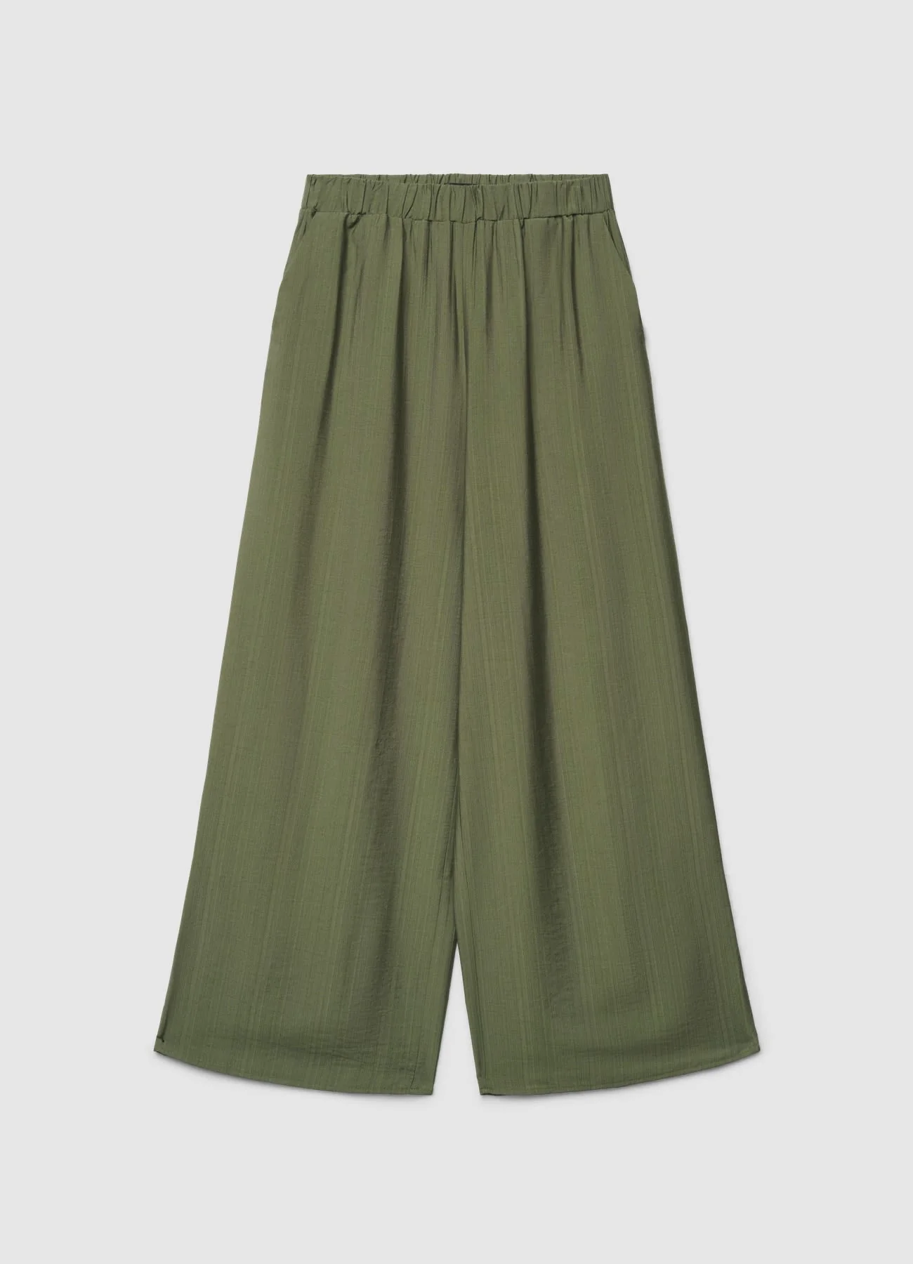 Pantaloni palazzo a tinta unita con elastico in vita - Image 6