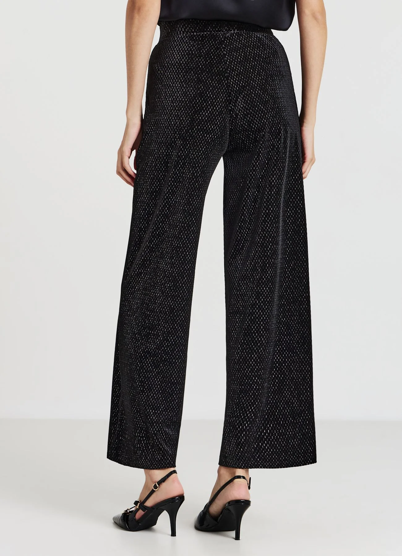 Pantaloni palazzo ciniglia con effetto luccicante - Image 3
