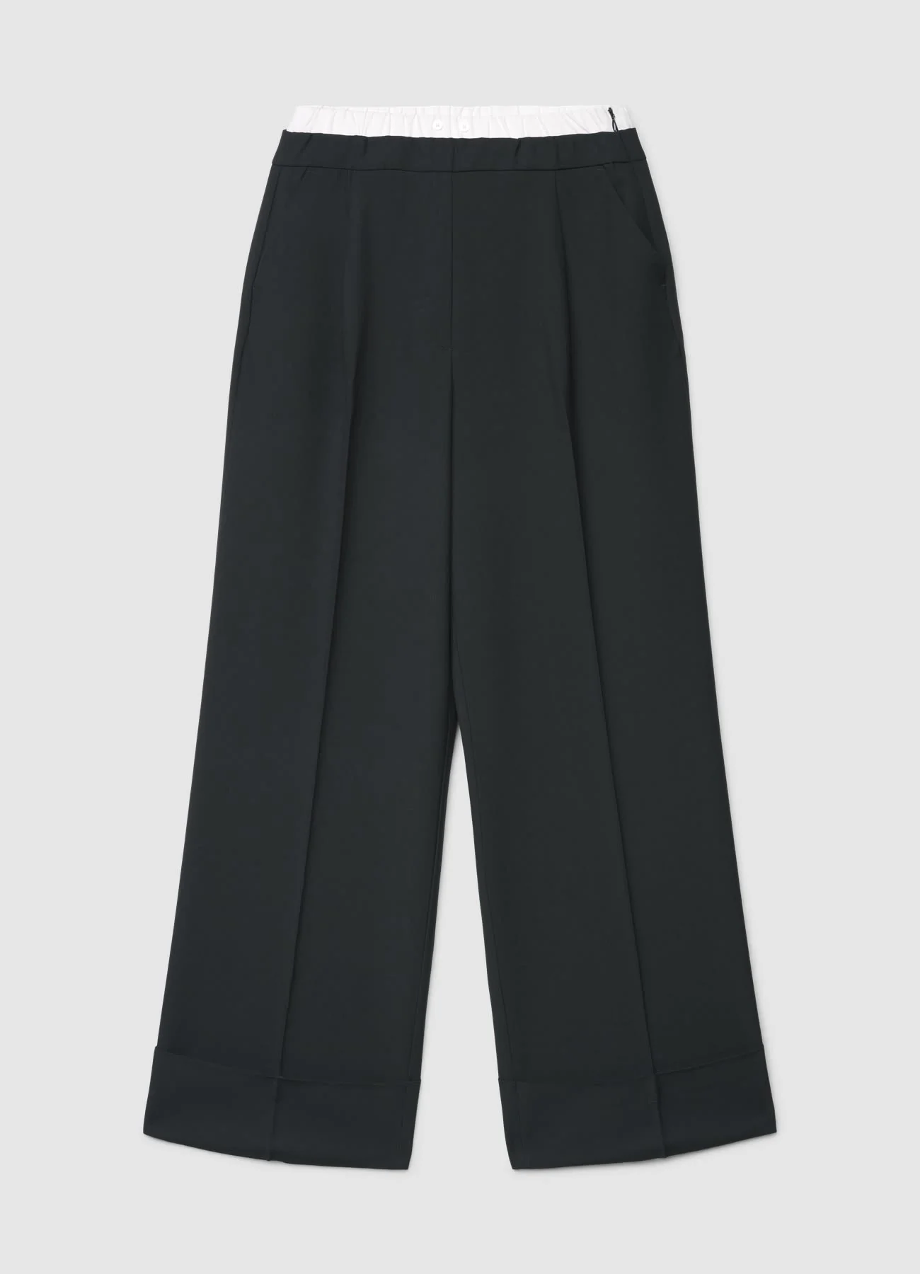 Pantaloni palazzo con risvolto e fascia in vita - Image 5
