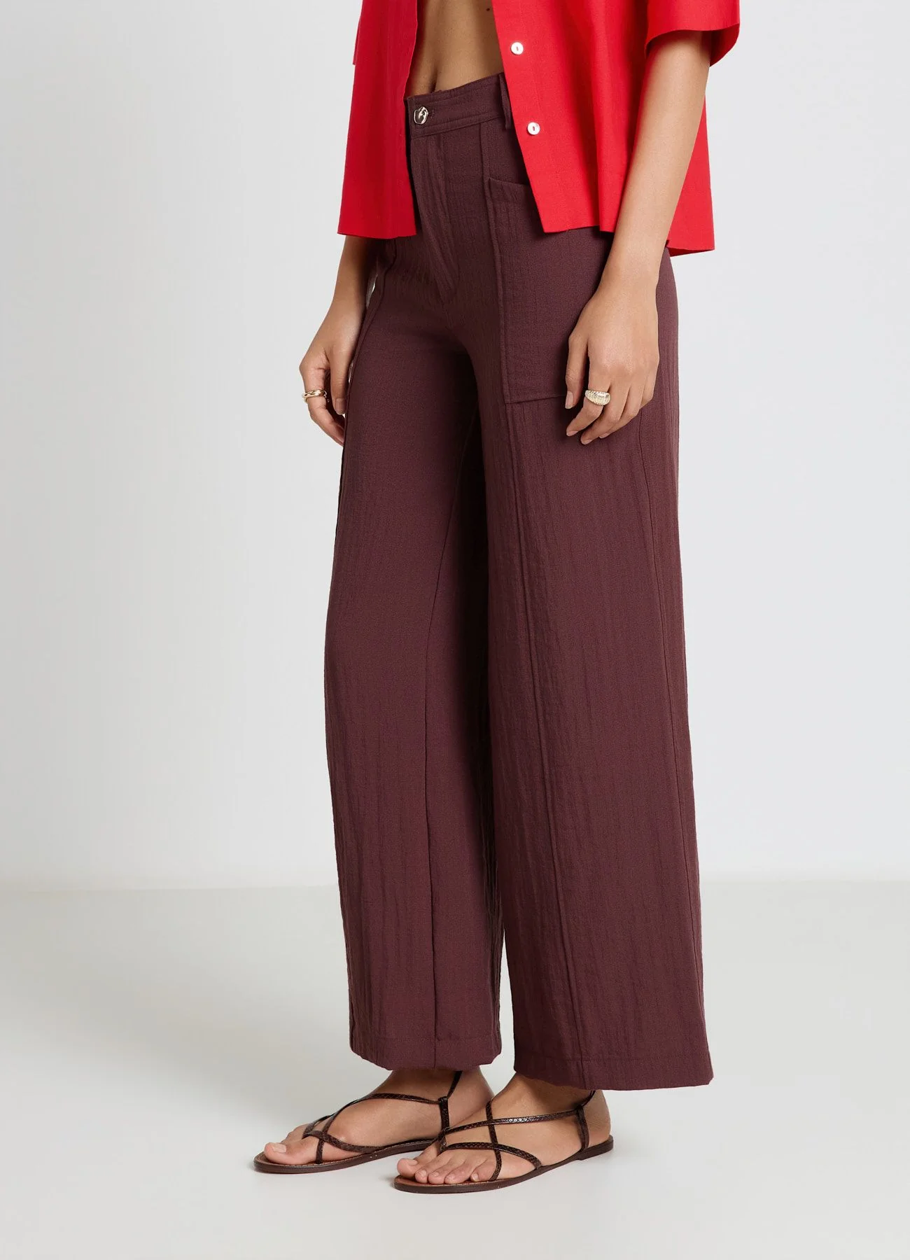 Pantaloni palazzo con tasche applicate - Image 3