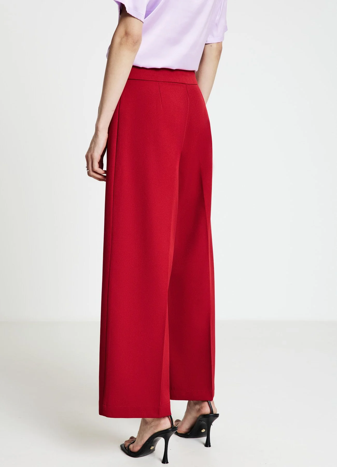Pantaloni palazzo cropped tinta unita