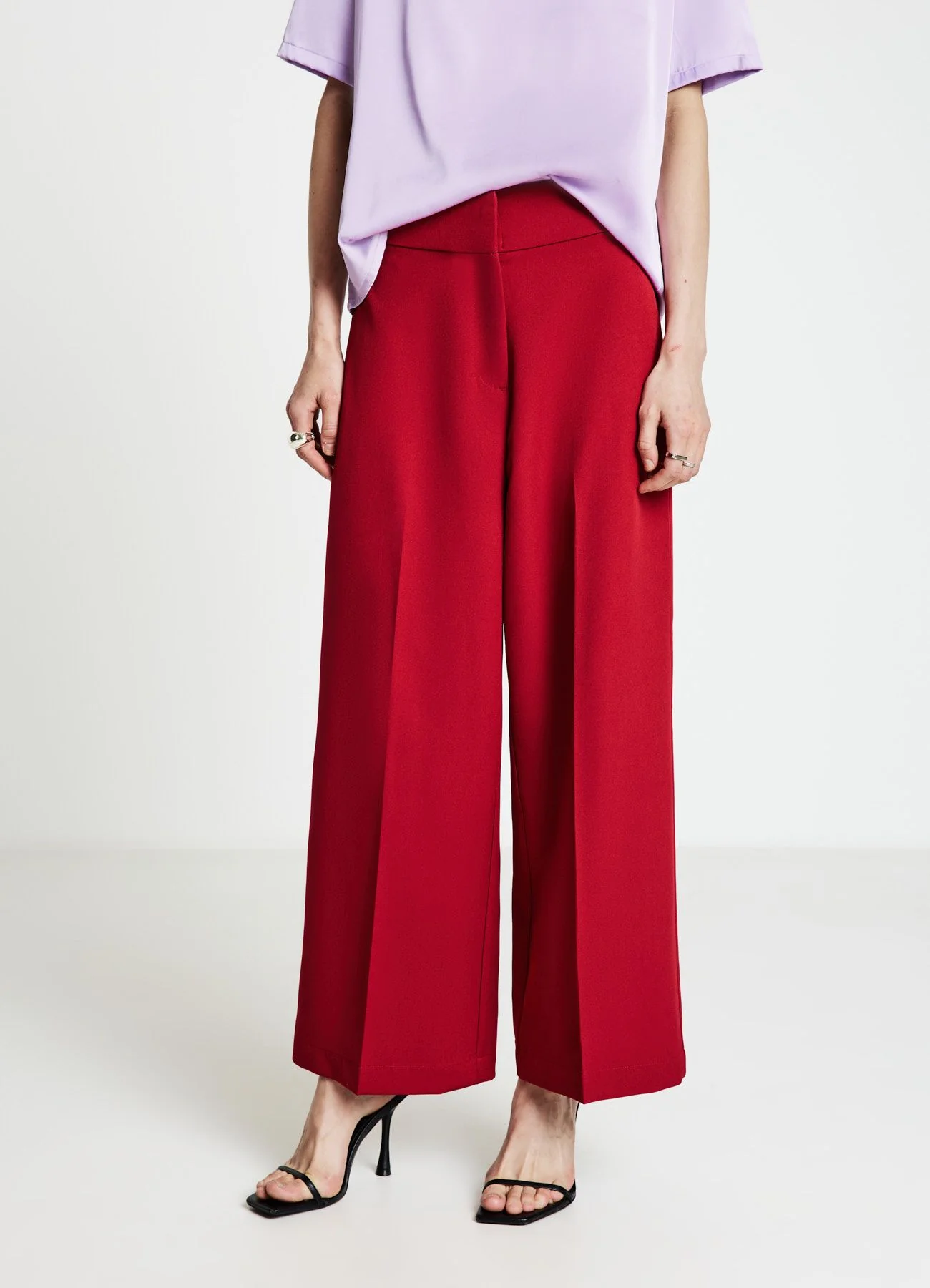 Pantaloni palazzo cropped tinta unita - Image 2