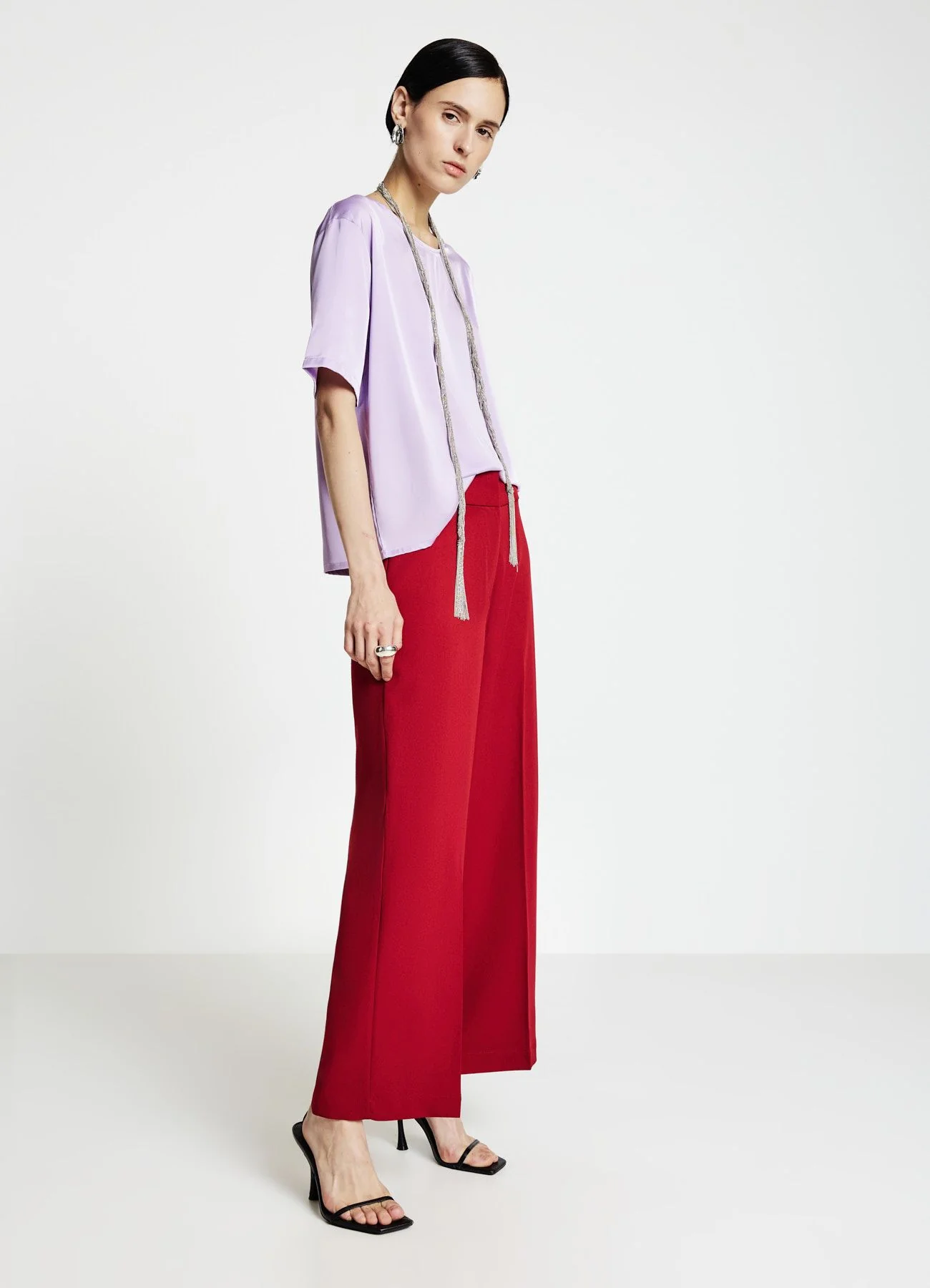 Pantaloni palazzo cropped tinta unita - Image 3