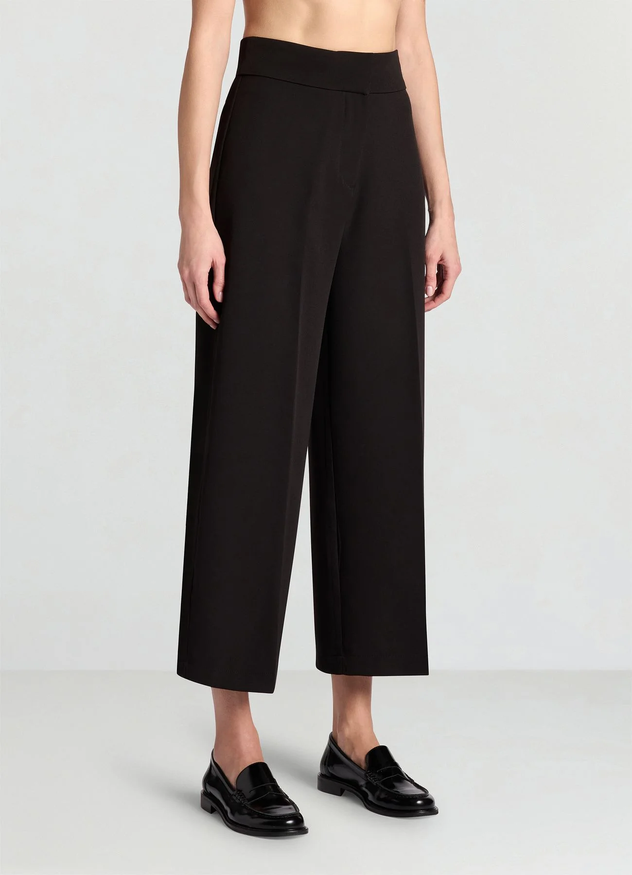 Pantaloni palazzo cropped tinta unita