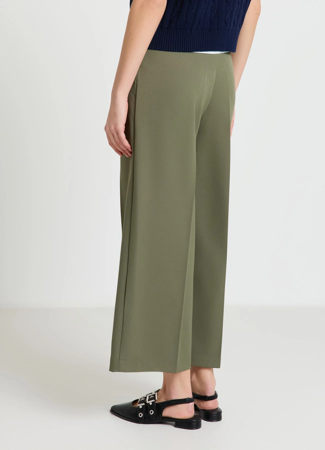 Pantaloni palazzo cropped tinta unita - Image 2