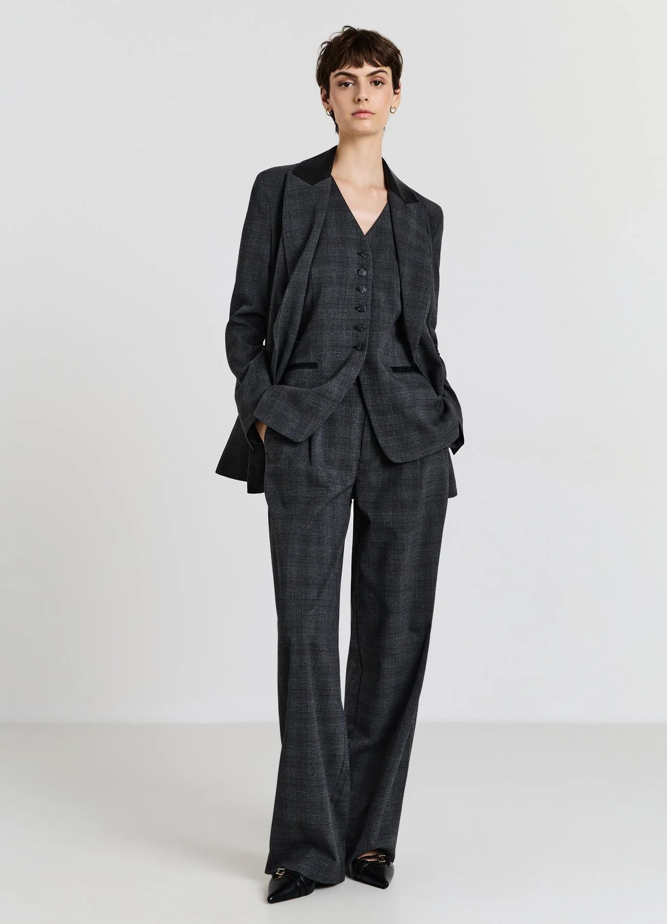Pantaloni palazzo fantasia Principe di Galles - Image 3