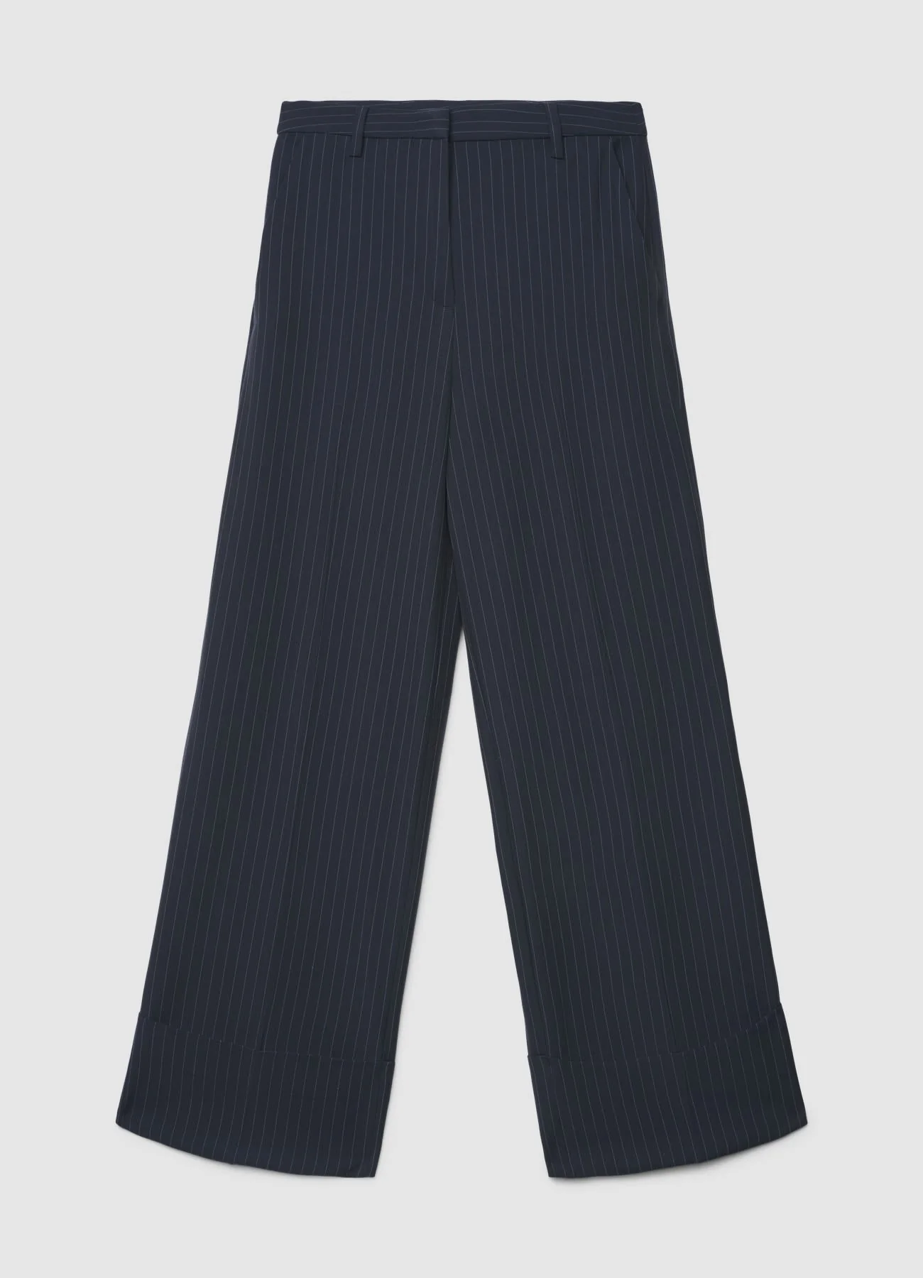 Pantaloni palazzo gessati con risvolto - Image 6